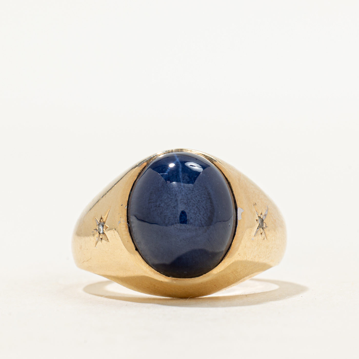 Synthetic Star Sapphire & Natural Diamond Cocktail Ring | 9.66ct, 0.01ctw | SZ 7.25