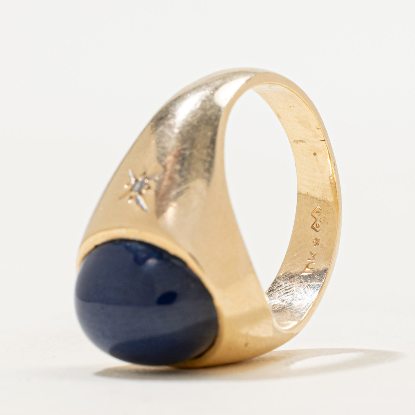 Synthetic Star Sapphire & Natural Diamond Cocktail Ring | 9.66ct, 0.01ctw | SZ 7.25