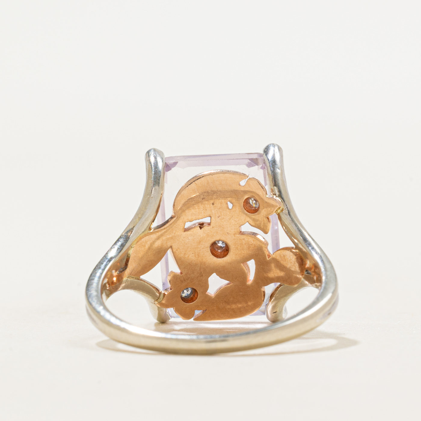 Pink Quartz & Diamond Floral Cocktail Ring | 4.17ct, 0.03ctw | SZ 7