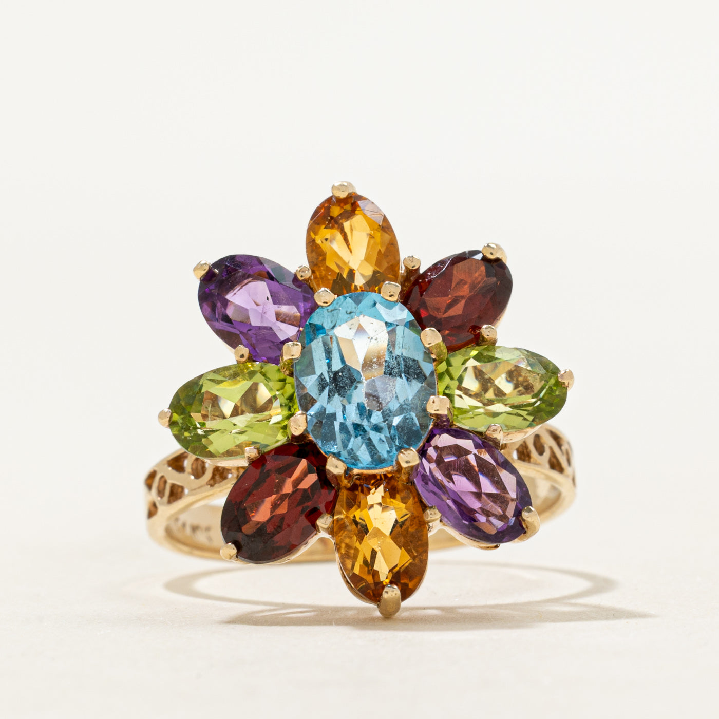 Multi Gemstone Cluster Floral Cocktail Ring | 5.21ctw | SZ 6.75