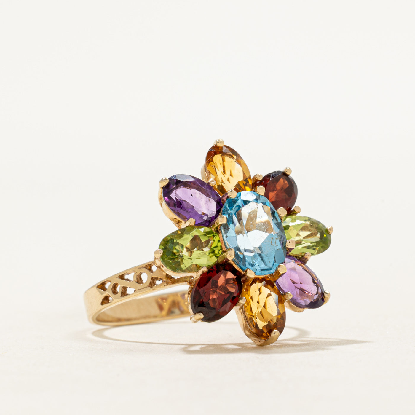 Multi Gemstone Cluster Floral Cocktail Ring | 5.21ctw | SZ 6.75