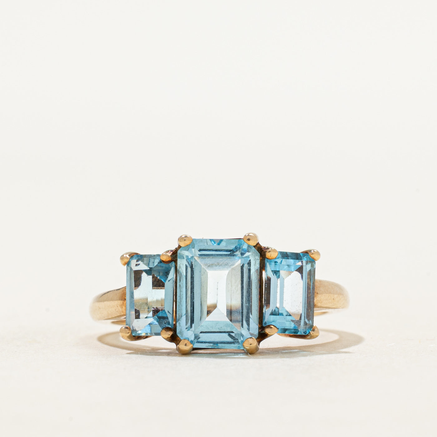 Three Stone Blue Topaz Ring | 3.04ctw | SZ 5.5