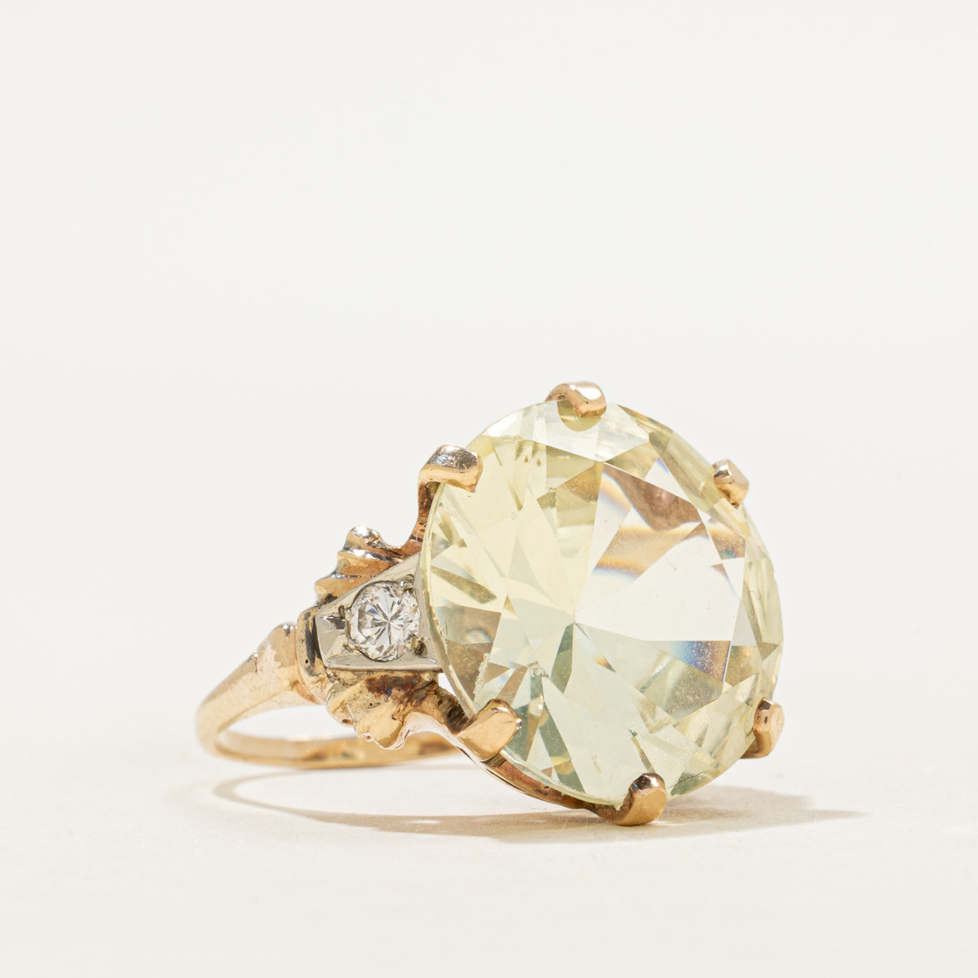 Synthetic Spinel & Diamond Scrollwork Cocktail Ring | 11.75ct, 0.20ctw | SZ 4.75