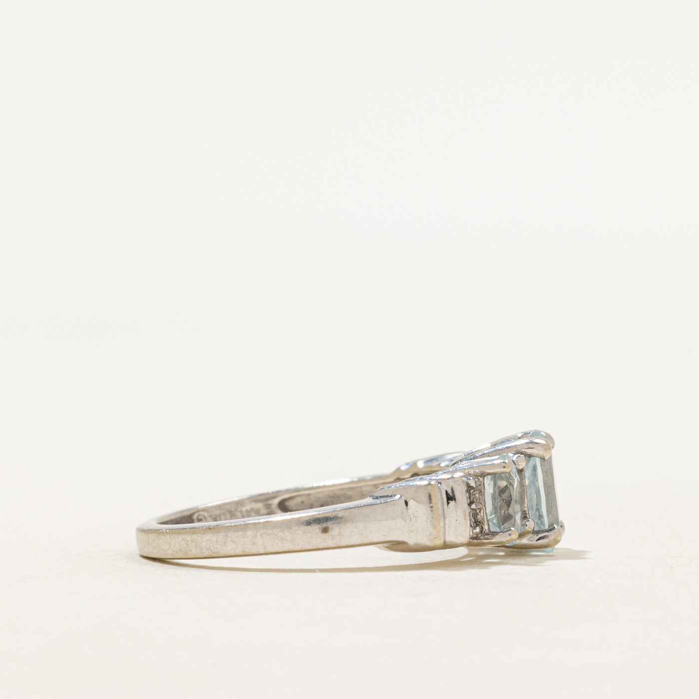 Three Stone Aquamarine & Diamond Ring | 1.15ctw, 0.04ctw | SZ 6.5