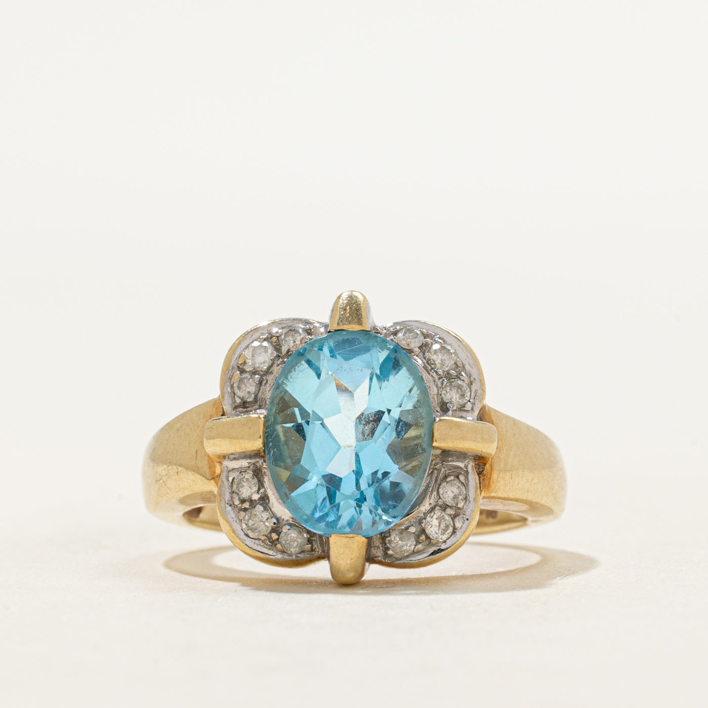 Blue Topaz & Diamond Cocktail Ring | 2.71ct, 0.14ctw | SZ 5.75