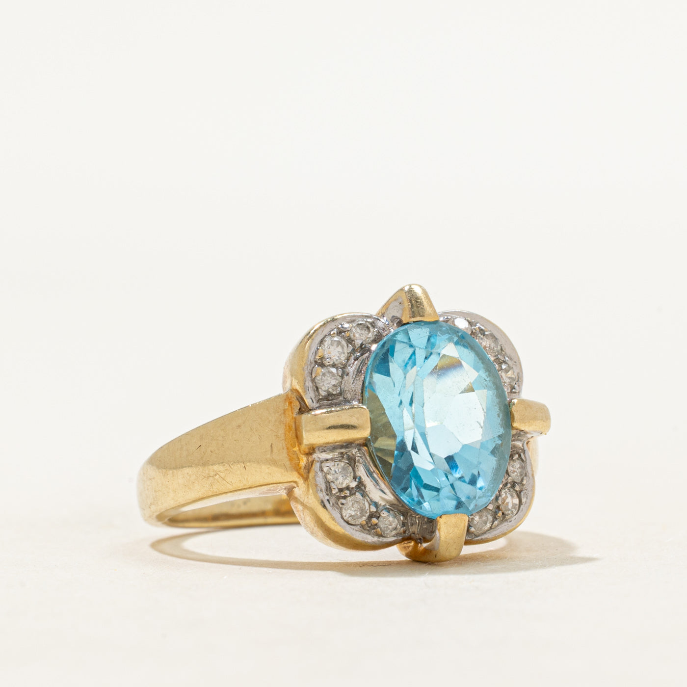 Blue Topaz & Diamond Cocktail Ring | 2.71ct, 0.14ctw | SZ 5.75