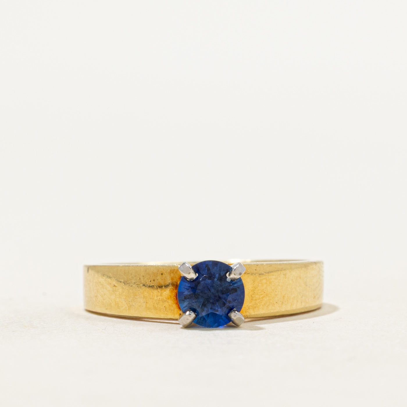 Bague solitaire en or 18 carats avec saphir synthétique | 0,46 ct | Taille 5
