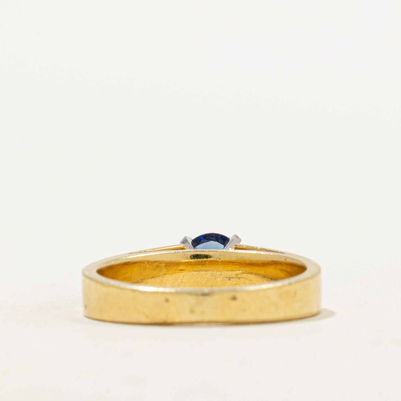 18k Solitaire Synthetic Sapphire Ring | 0.46ct | SZ 5