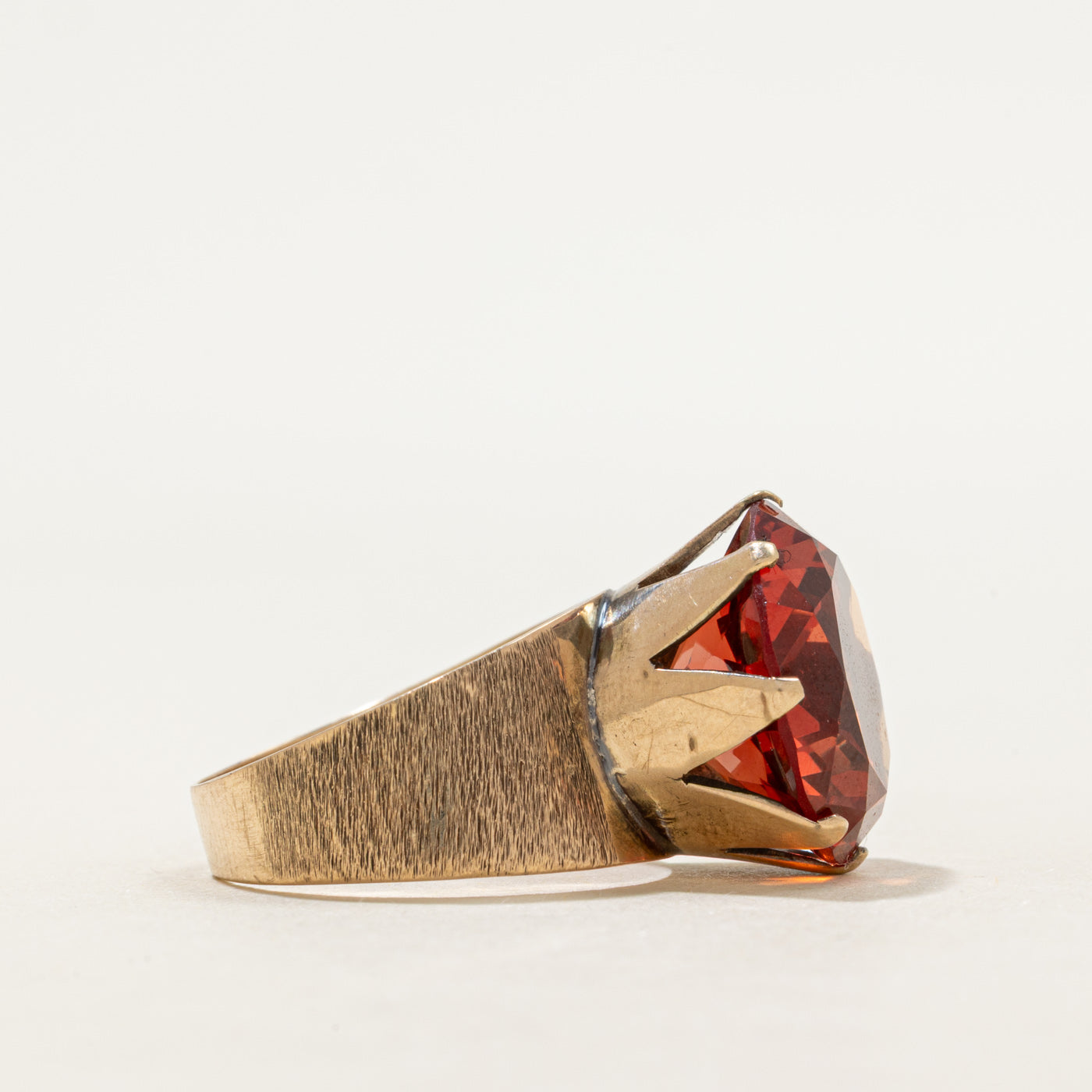 Synthetic Orange Sapphire Textured Cocktail Ring | 13.13ct | SZ 7.5