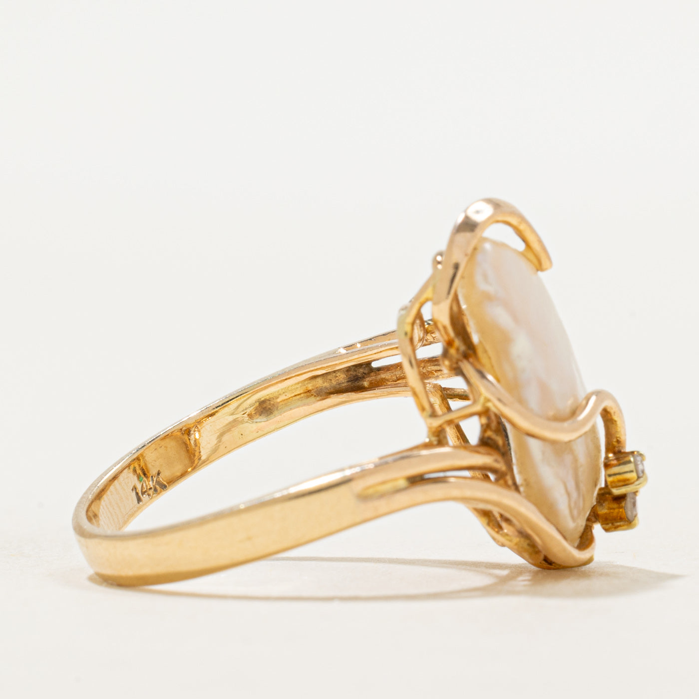 Baroque Pearl, Emerald & Diamond  Cocktail Ring | 0.15ctw, 0.04ctw | SZ 6.5