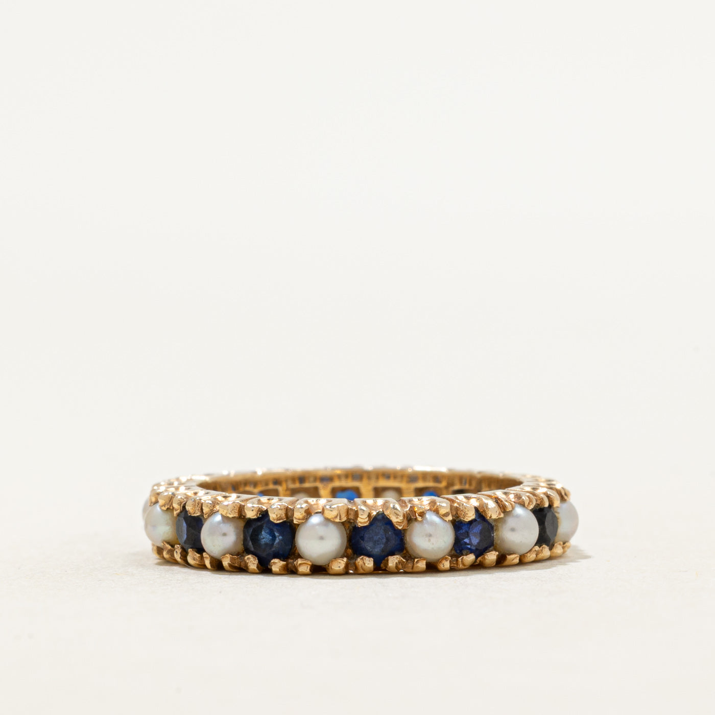 Eternity Synthetic Sapphire & Pearl Band | 1.26ctw | 3.80mm | SZ 7