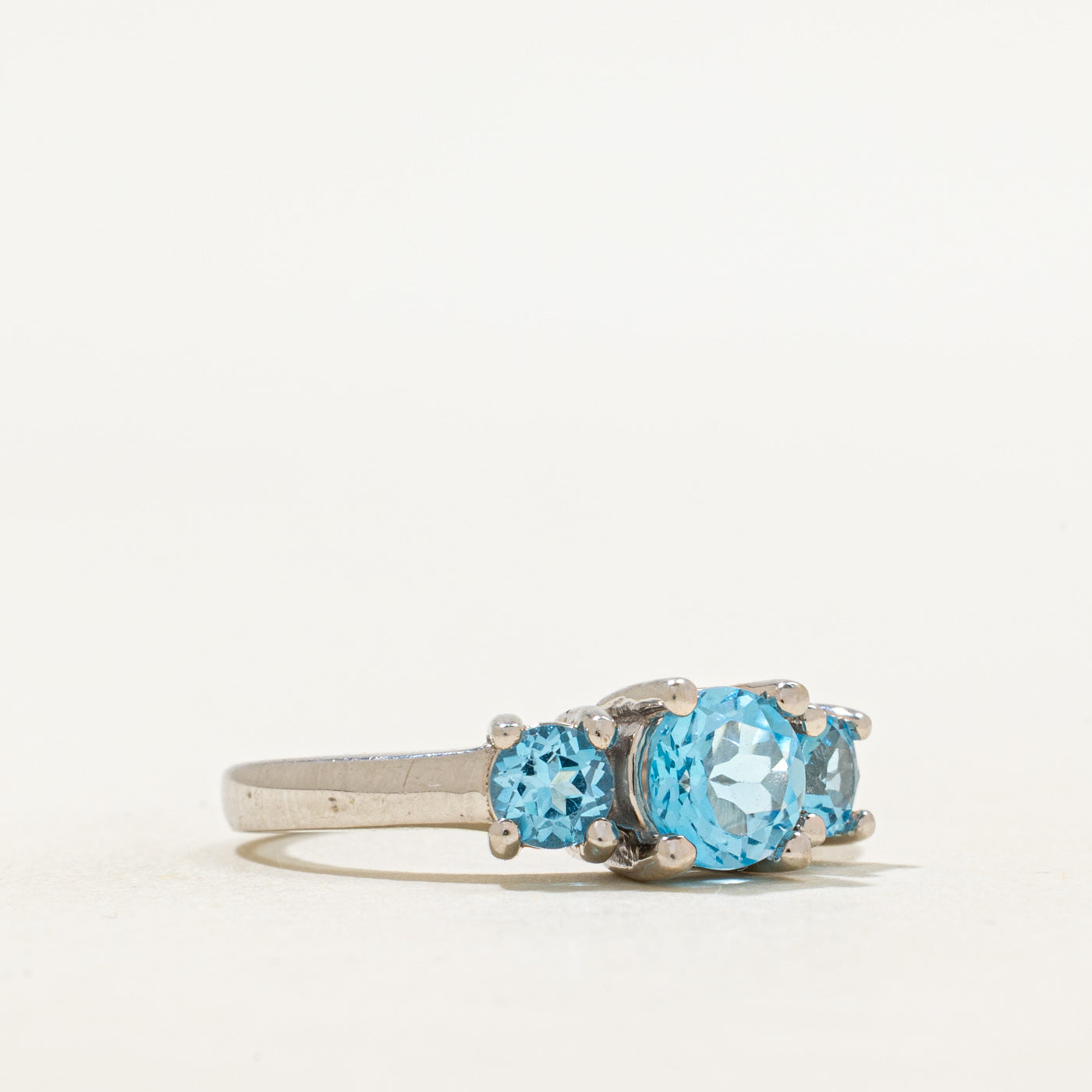 Three Stone Blue Topaz Ring | 1.27ctw | SZ 6.5