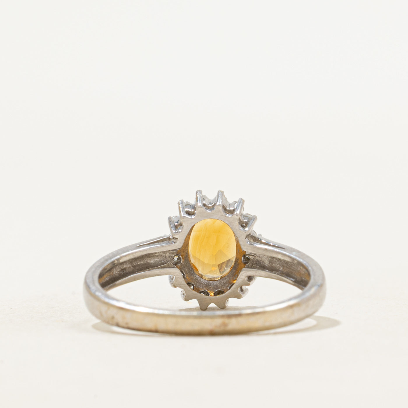 Oval Cut Imperial Topaz & Diamond Halo Ring | 0.76ct, 0.08ctw | SZ 6.75