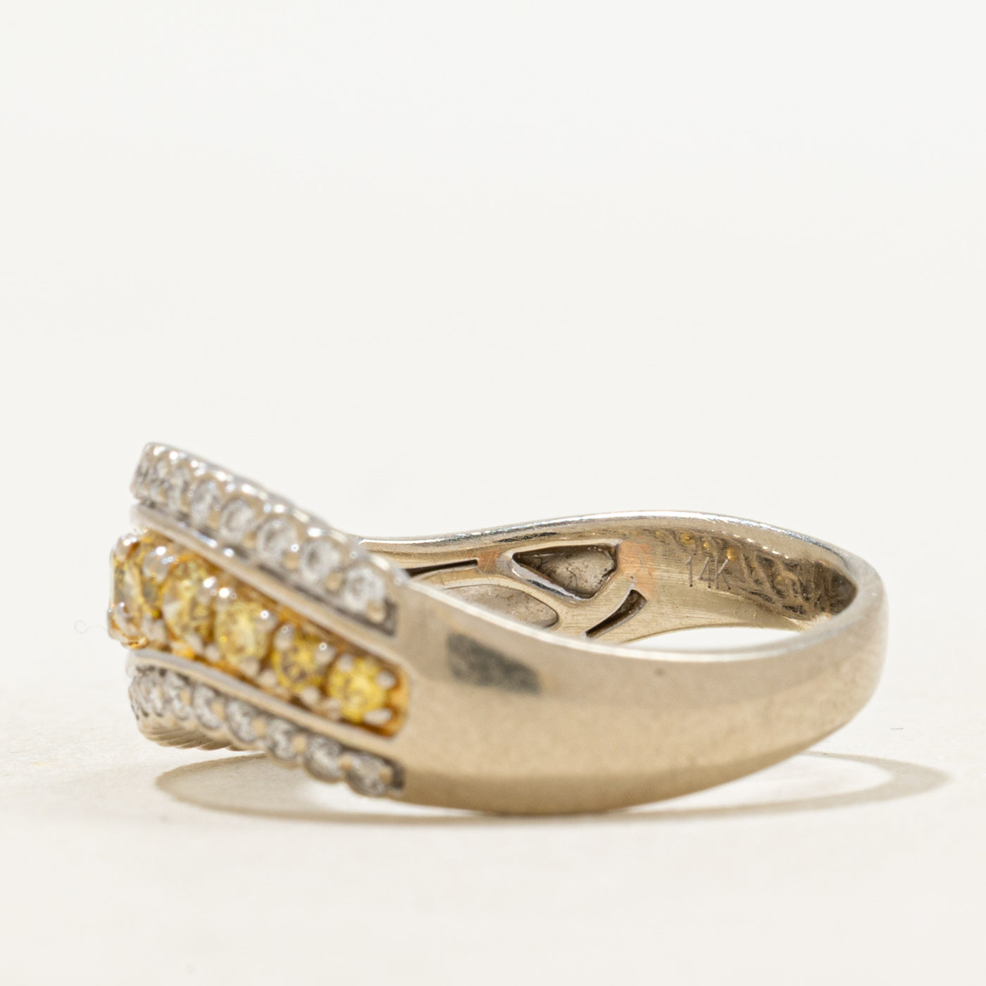 Multi Row Yellow & White Diamond Wave Ring | 0.54ctw | SZ 8