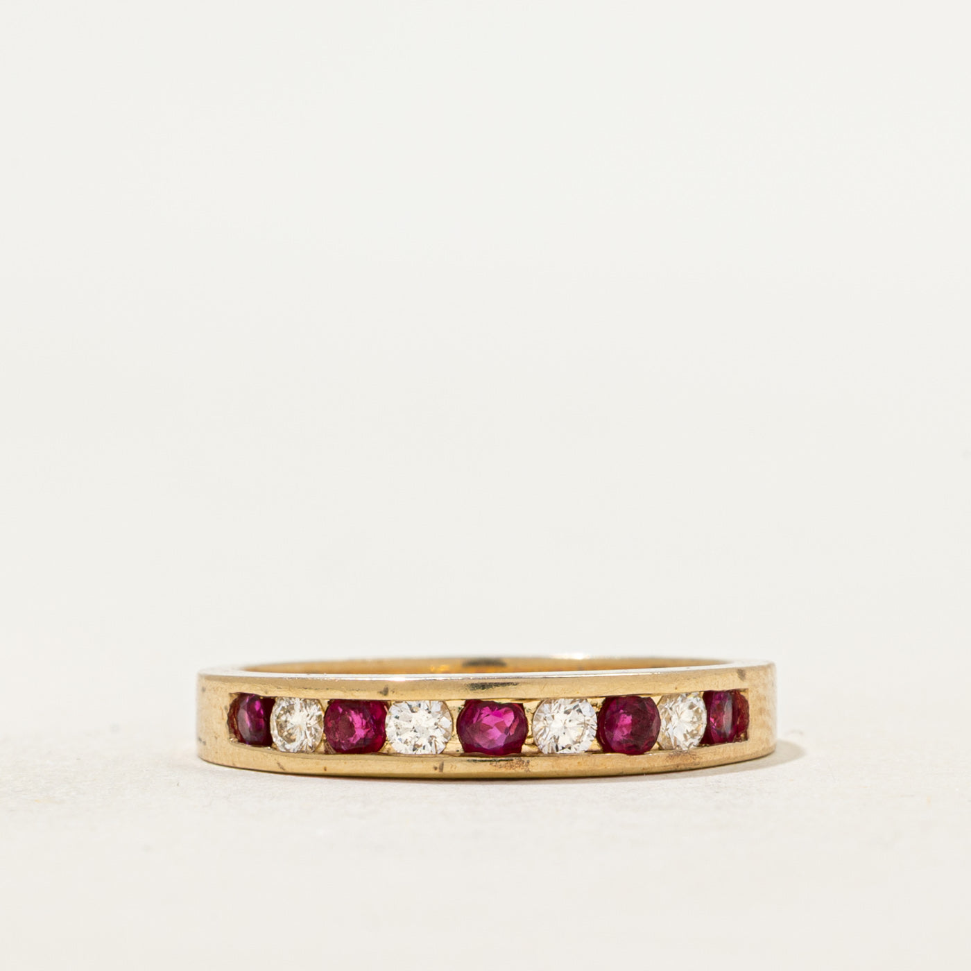 Semi Eternity Synthetic Ruby & Natural Diamond Band | 0.55ctw, 0.22ctw | SZ 7.25