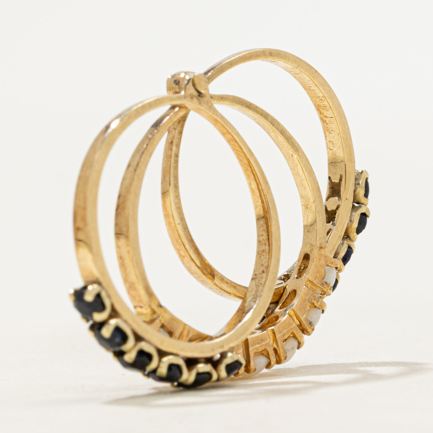 Multi Row Sapphire & Opal Kinetic Interlocking Ring | 1.02ctw, 0.33ctw | SZ 5.75