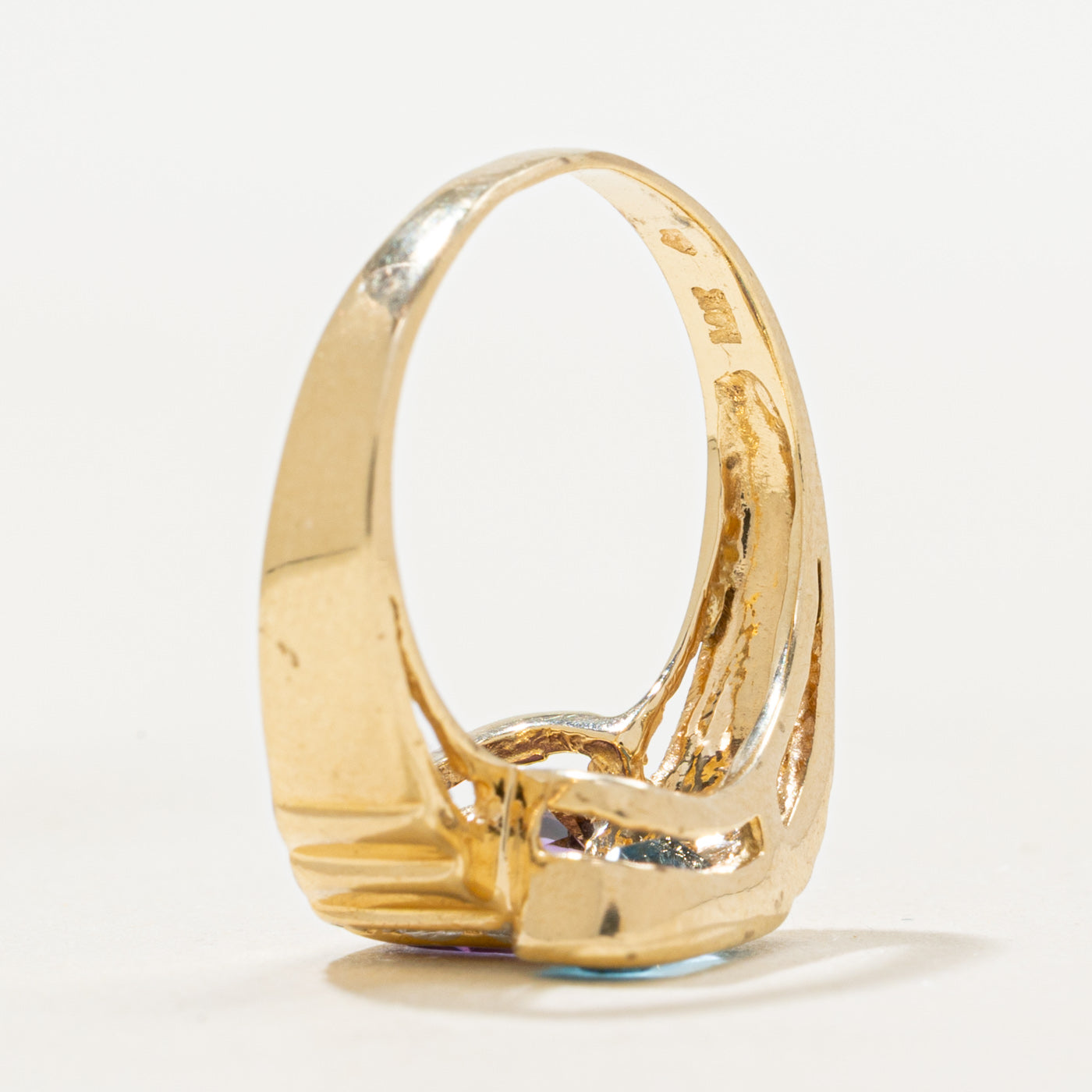 Amethyst, Blue Topaz & Diamond Bypass Ring | 0.80ct, 0.70ct | SZ 5.25