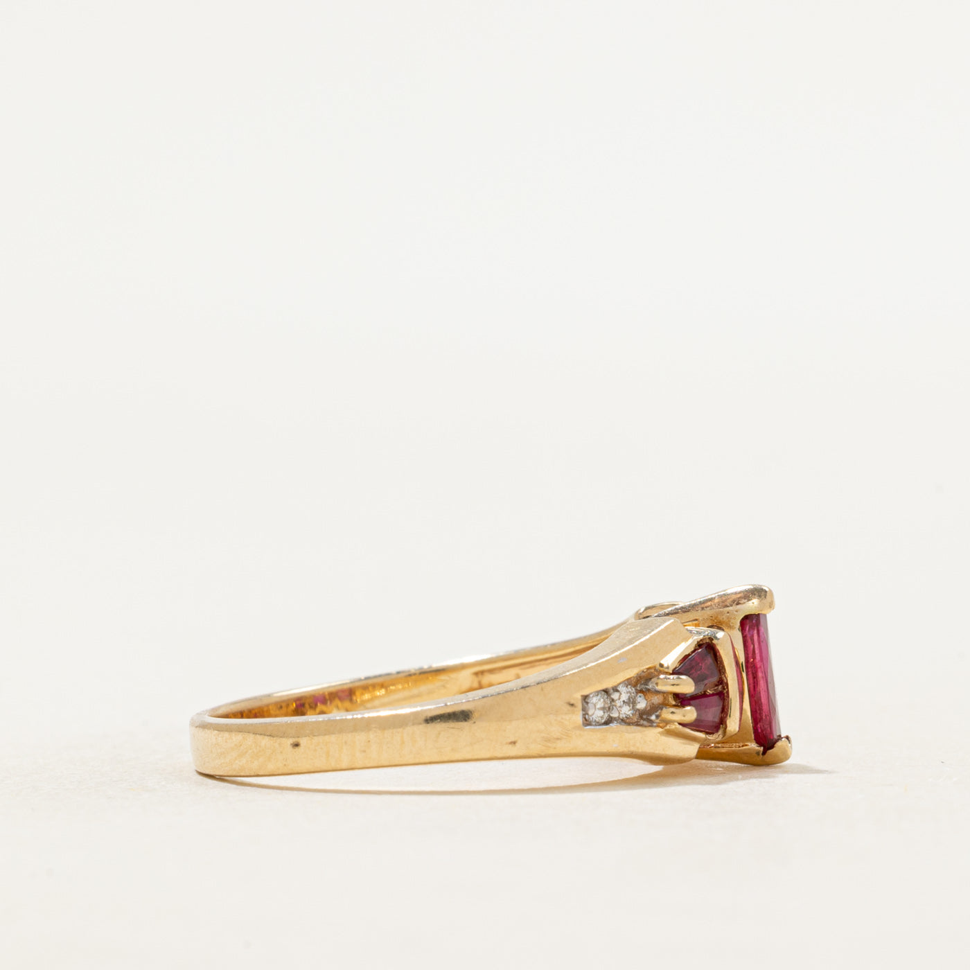 Marquise Cut Ruby & Diamond Accented Ring | 0.48ctw, 0.04ctw | SZ 7