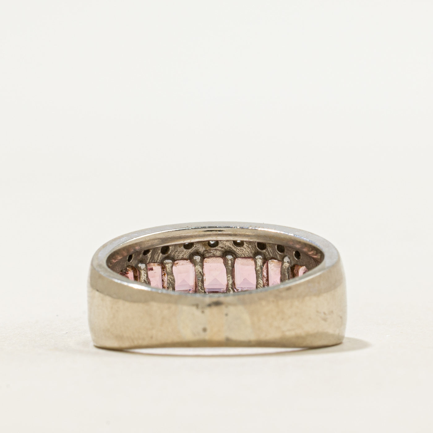 Multi Row Pink Tourmaline & Diamond Ring | 0.98ctw, 0.02ctw | SZ 4.5