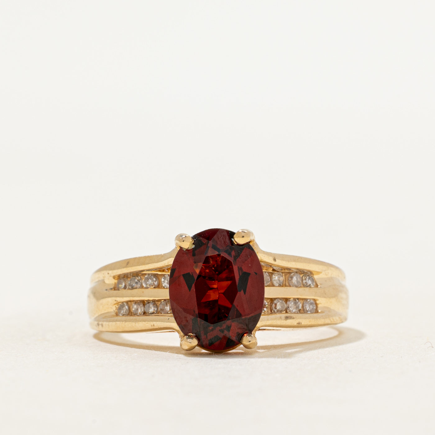 Almandine Garnet & Diamond Accented Ring | 2.27ct, 0.12ctw | SZ 7.75