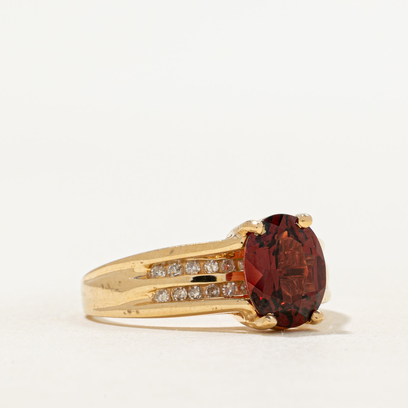 Almandine Garnet & Diamond Accented Ring | 2.27ct, 0.12ctw | SZ 7.75