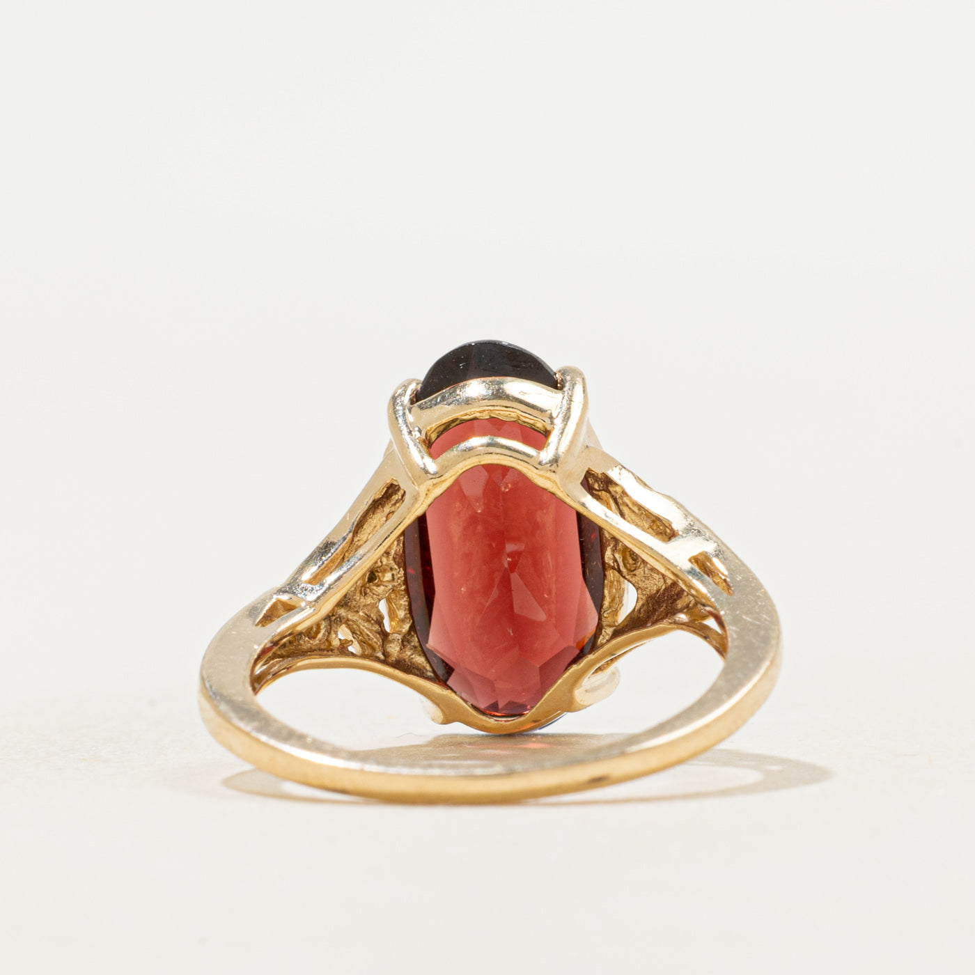 Almandine Garnet & Diamond Scrollwork Cocktail Ring | 3.39ct, 0.01ctw | SZ 5.75