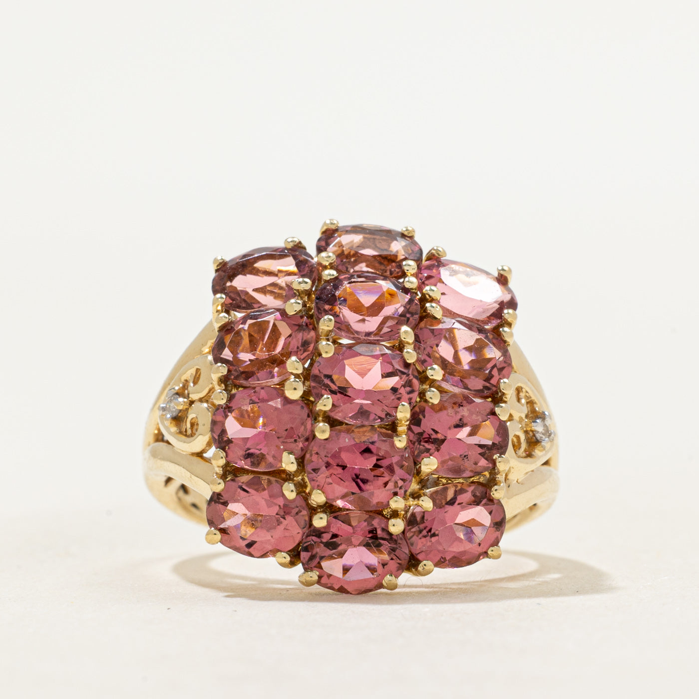 Pink Tourmaline & Diamond Cocktail Ring | 3.90ctw, 0.01ct | SZ 6