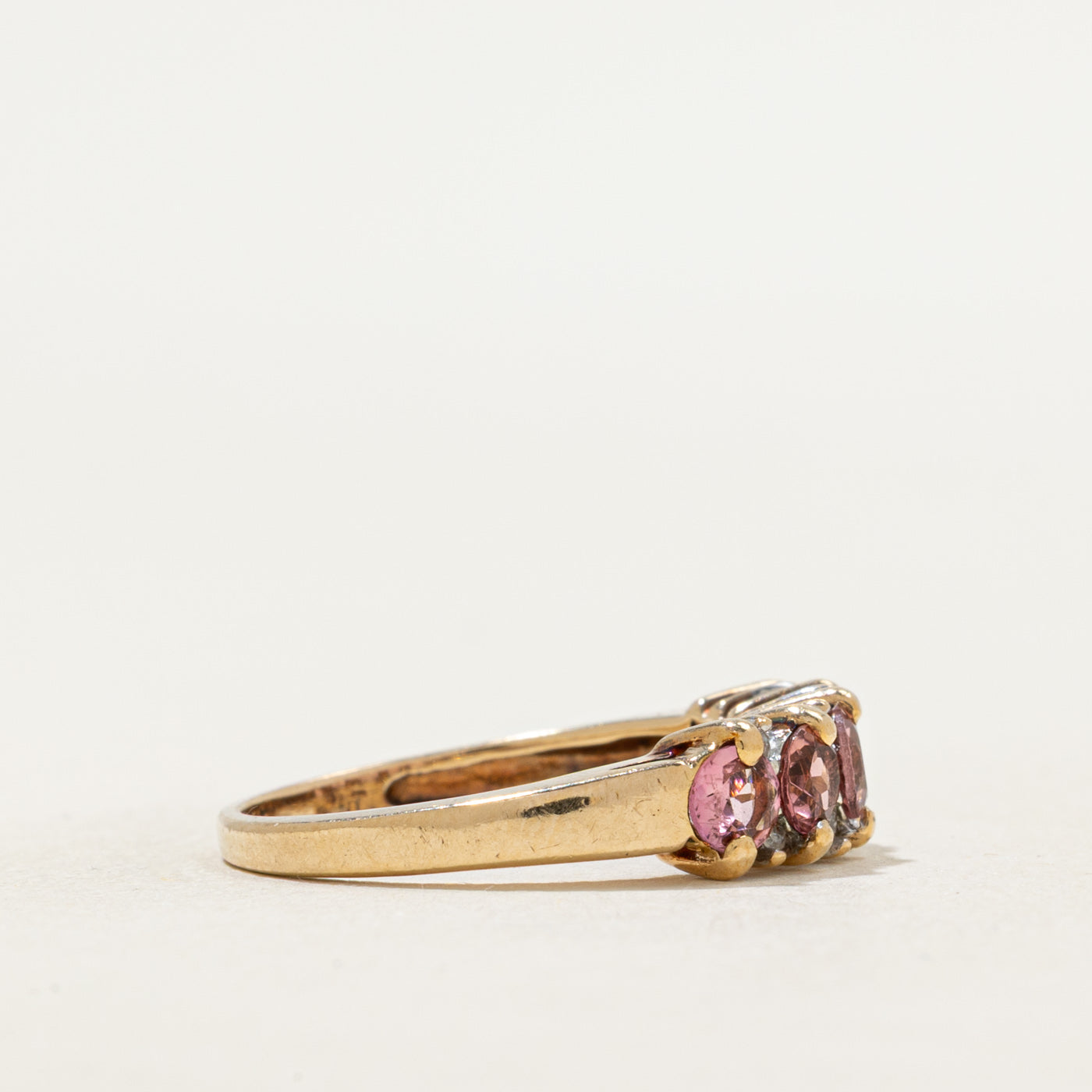 Five Stone Cut Pink Tourmaline & Diamond Ring | 0.55ctw, 0.02ctw | SZ 5.25