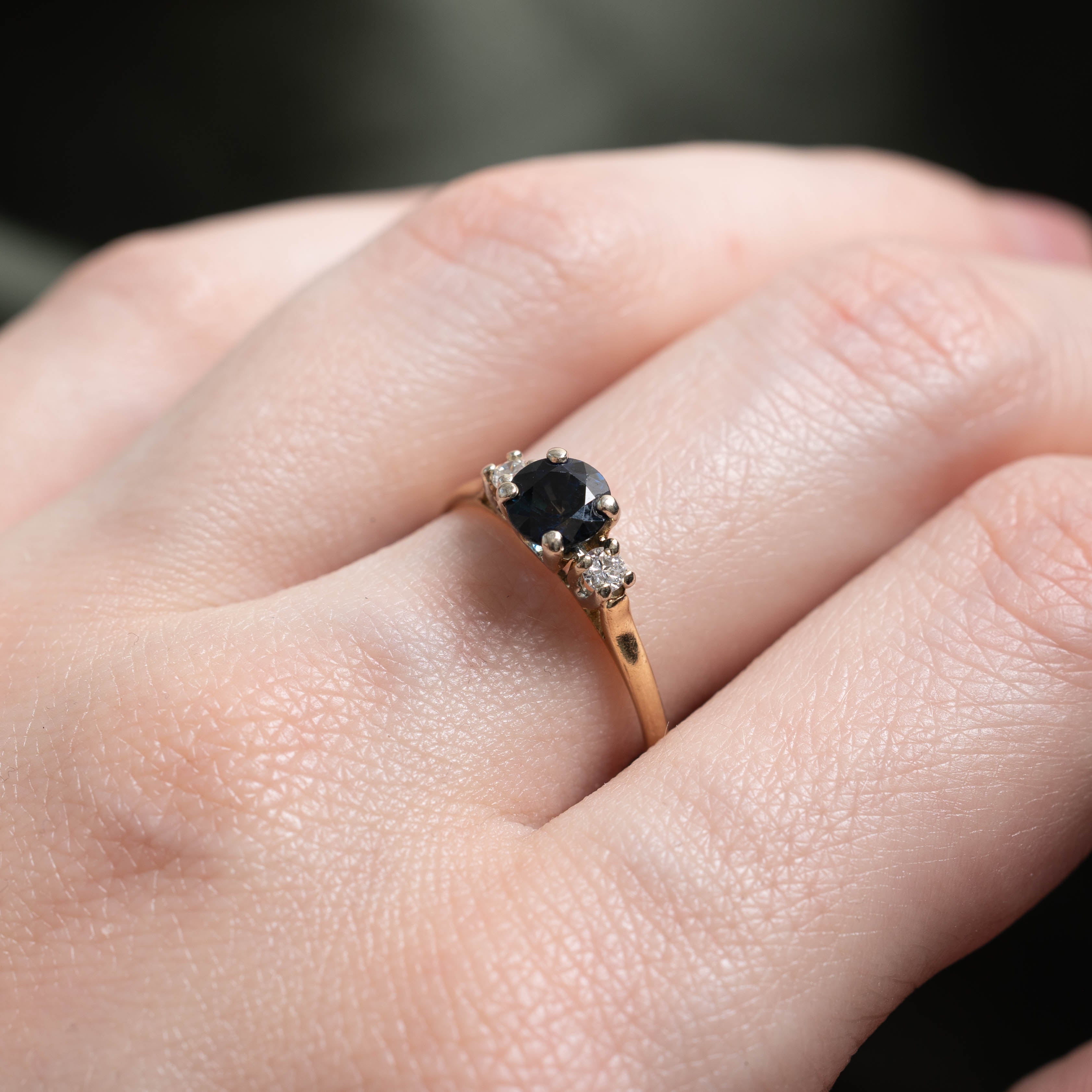 14k Sapphire & Diamond Accents Ring | 0.80ct, 0.10ctw | SZ 7