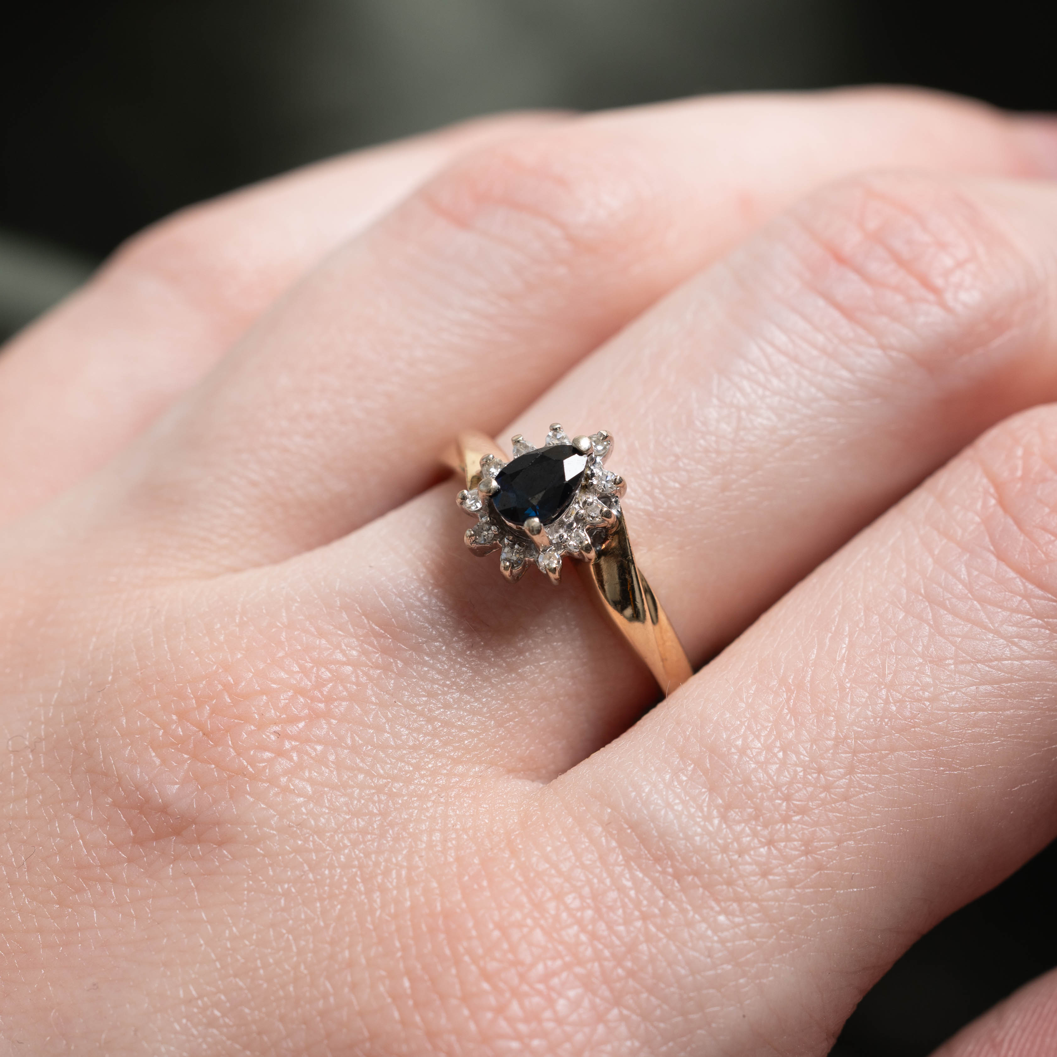 10k Sapphire & Diamond Petal Bypass Ring | 0.42ct, 0.10ctw | SZ 6.25