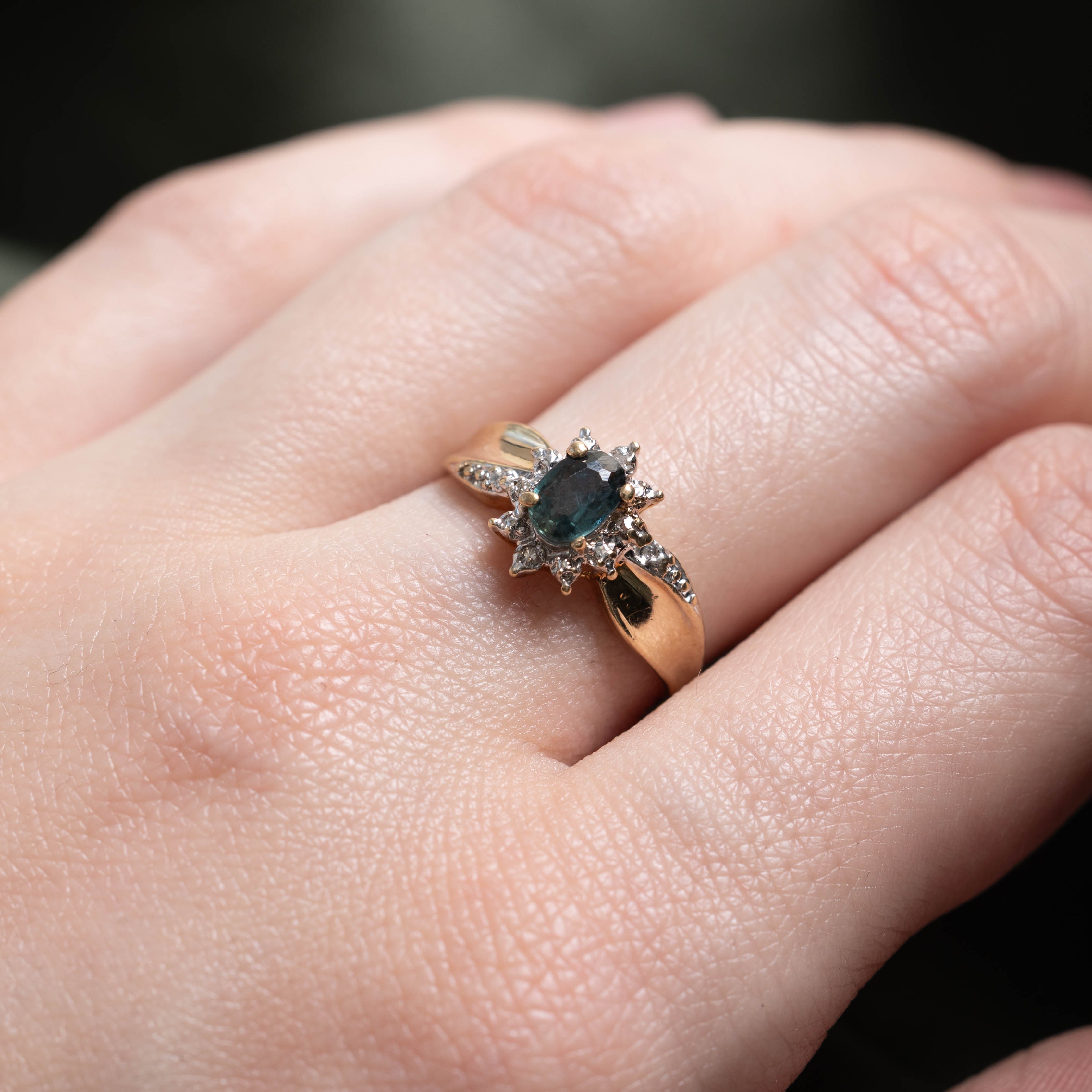 10k Sapphire & Diamond Petal Waterfall Ring | 0.50ct, 0.02ctw | SZ 6.75