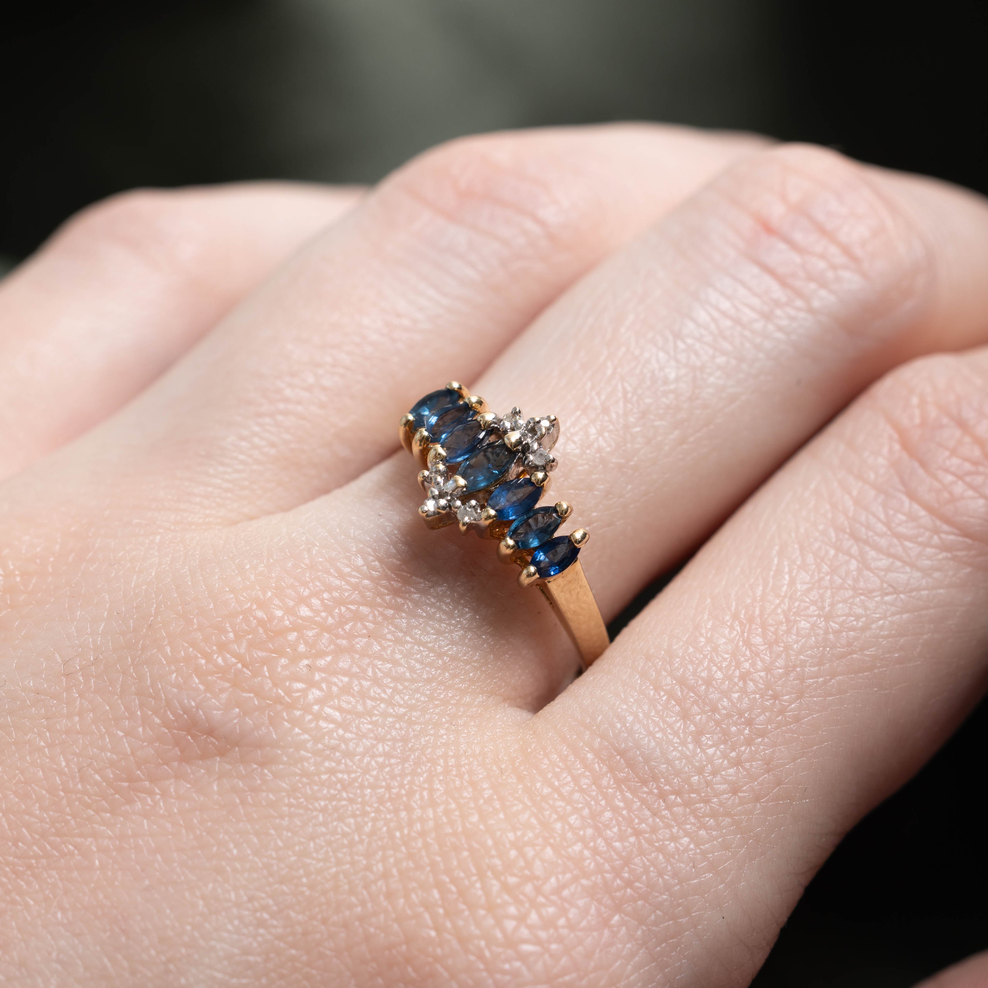 10k Sapphire & Diamond Row Ring | 0.48ctw, 0.02ctw | SZ 8