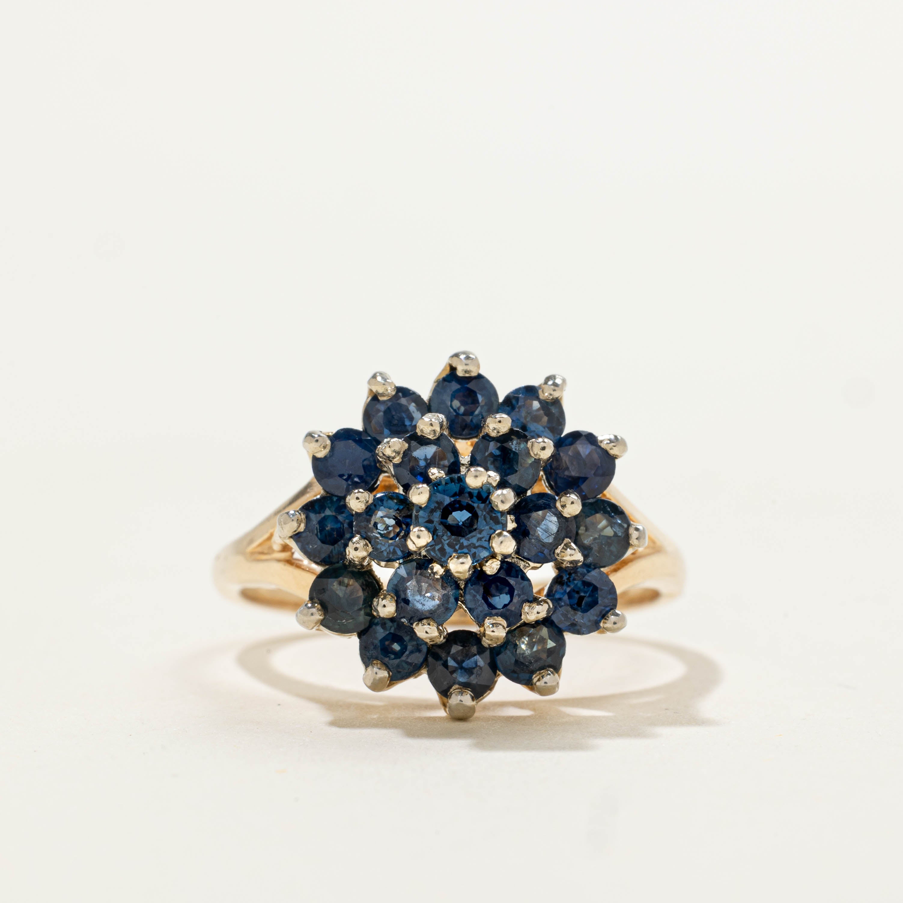 14k Sapphire Petal Cluster Ring | 2.00ctw | SZ 7.25