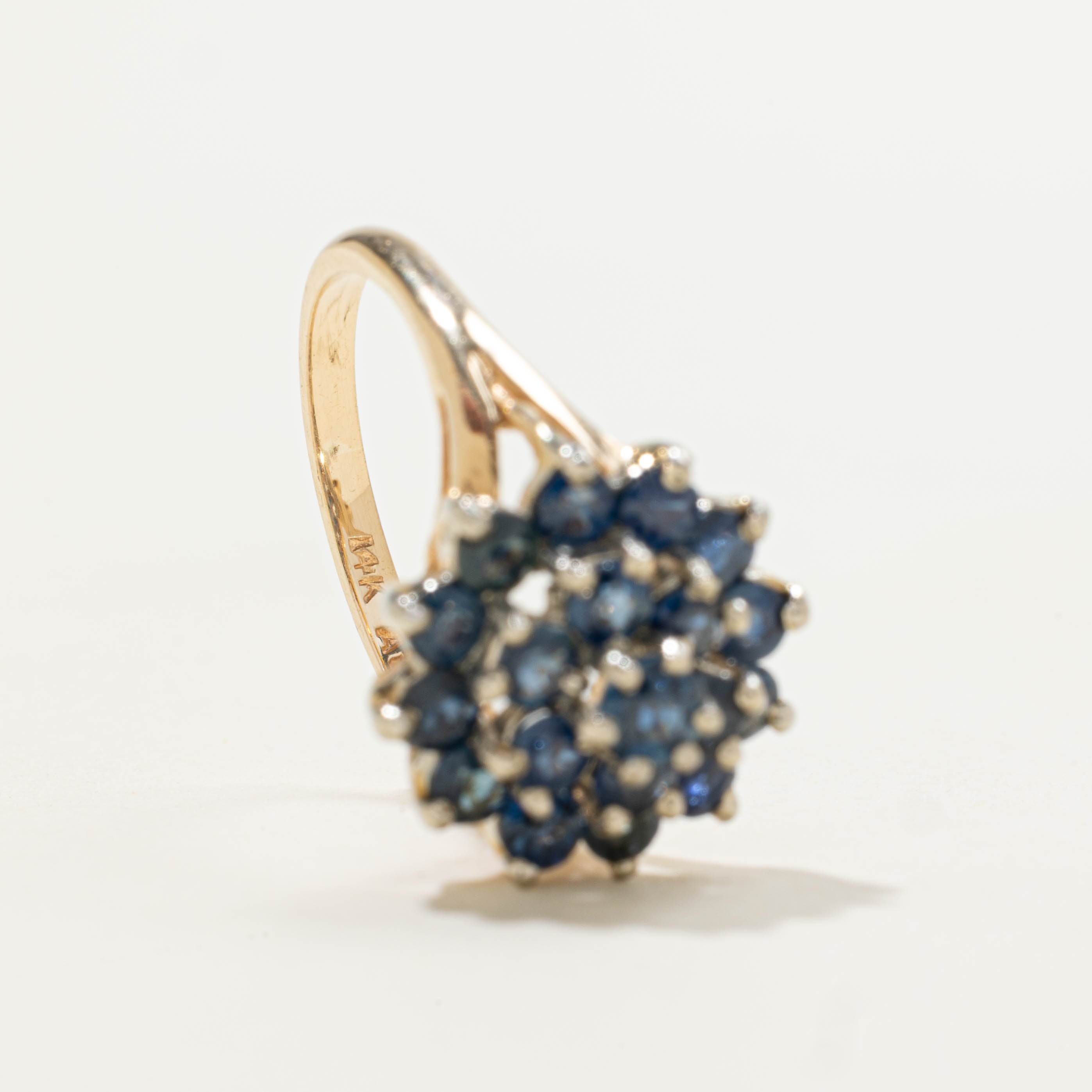 14k Sapphire Petal Cluster Ring | 2.00ctw | SZ 7.25