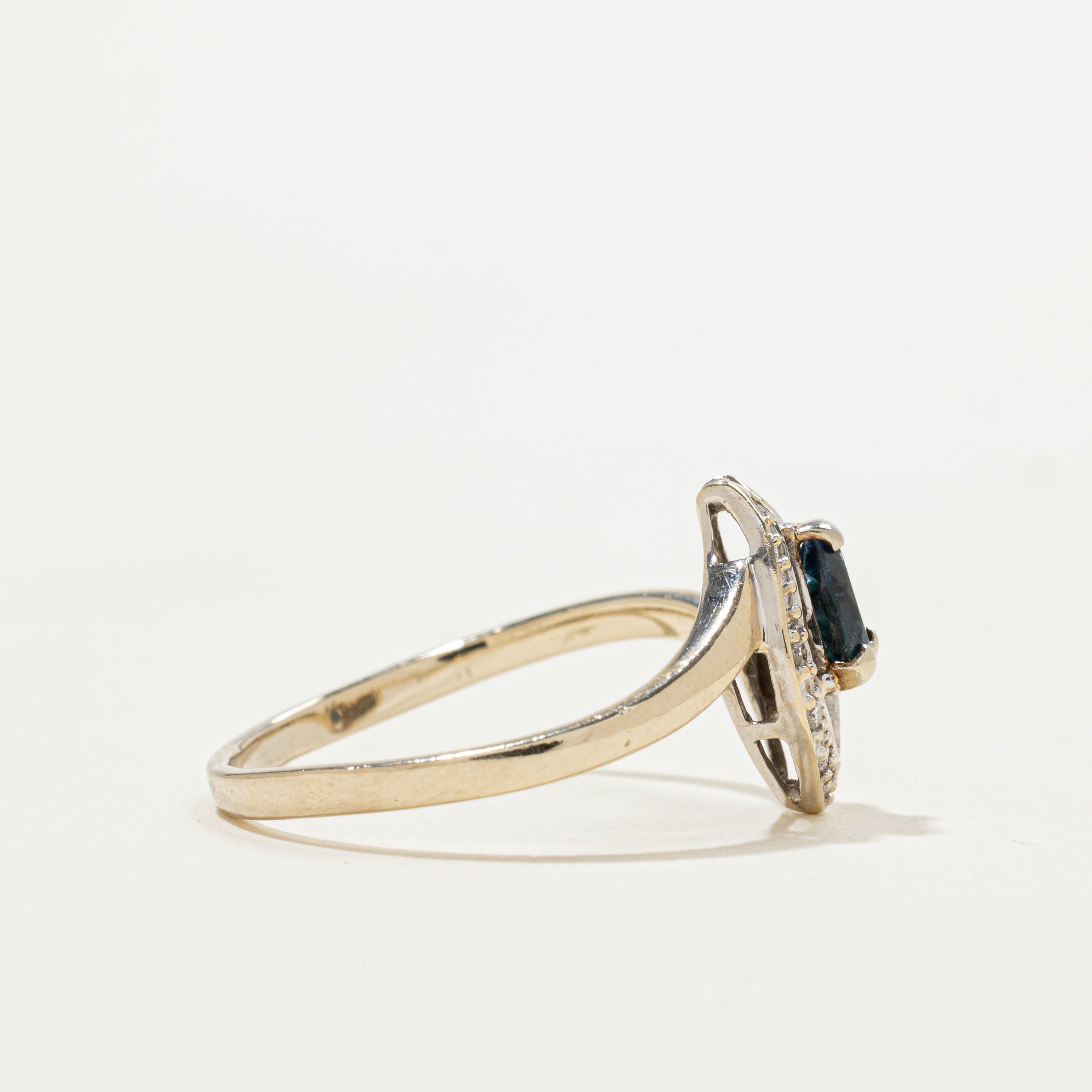 18k Sapphire & Diamond Horseshoe Bypass Ring | 0.40ct, 0.07ctw | SZ 8.25