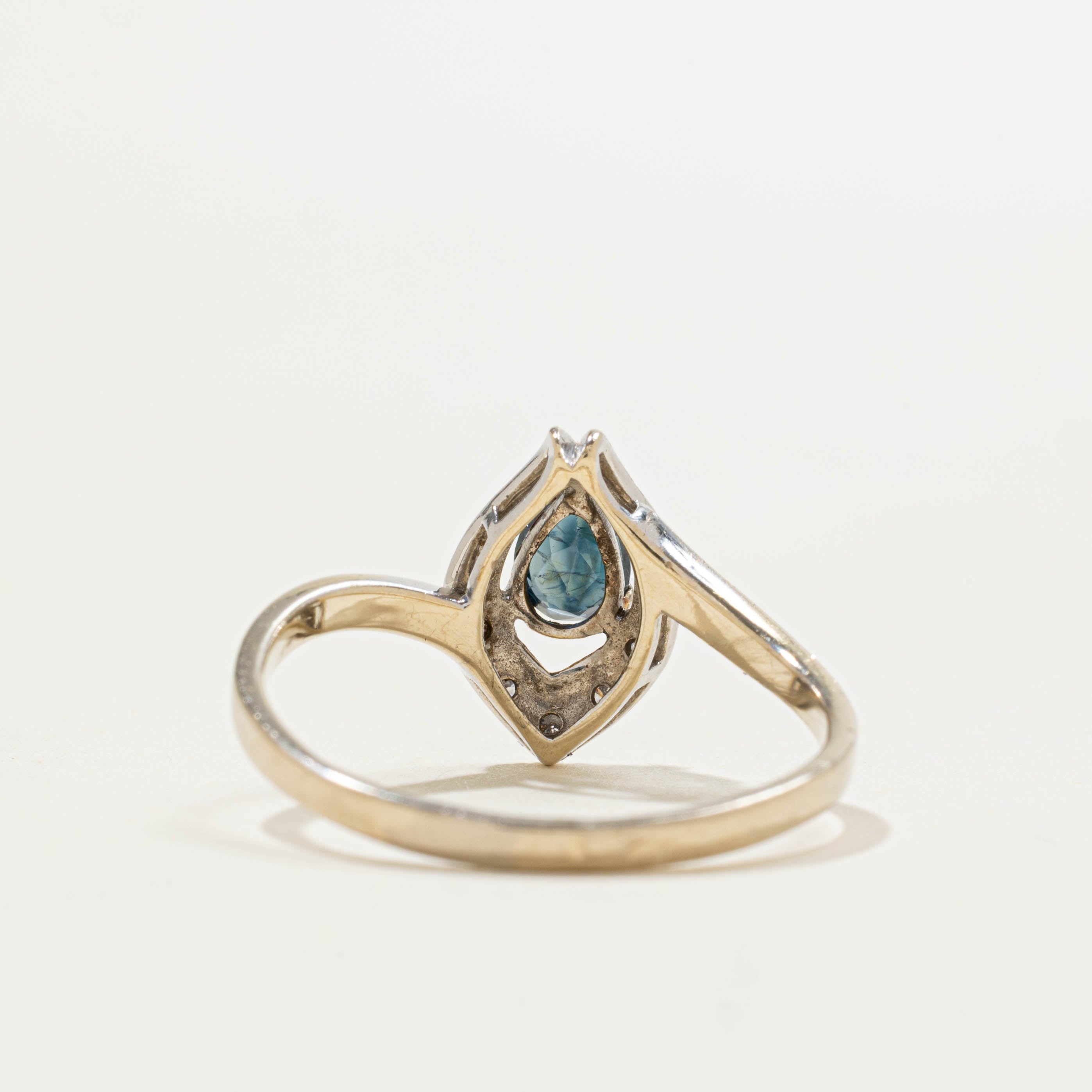 18k Sapphire & Diamond Horseshoe Bypass Ring | 0.40ct, 0.07ctw | SZ 8.25