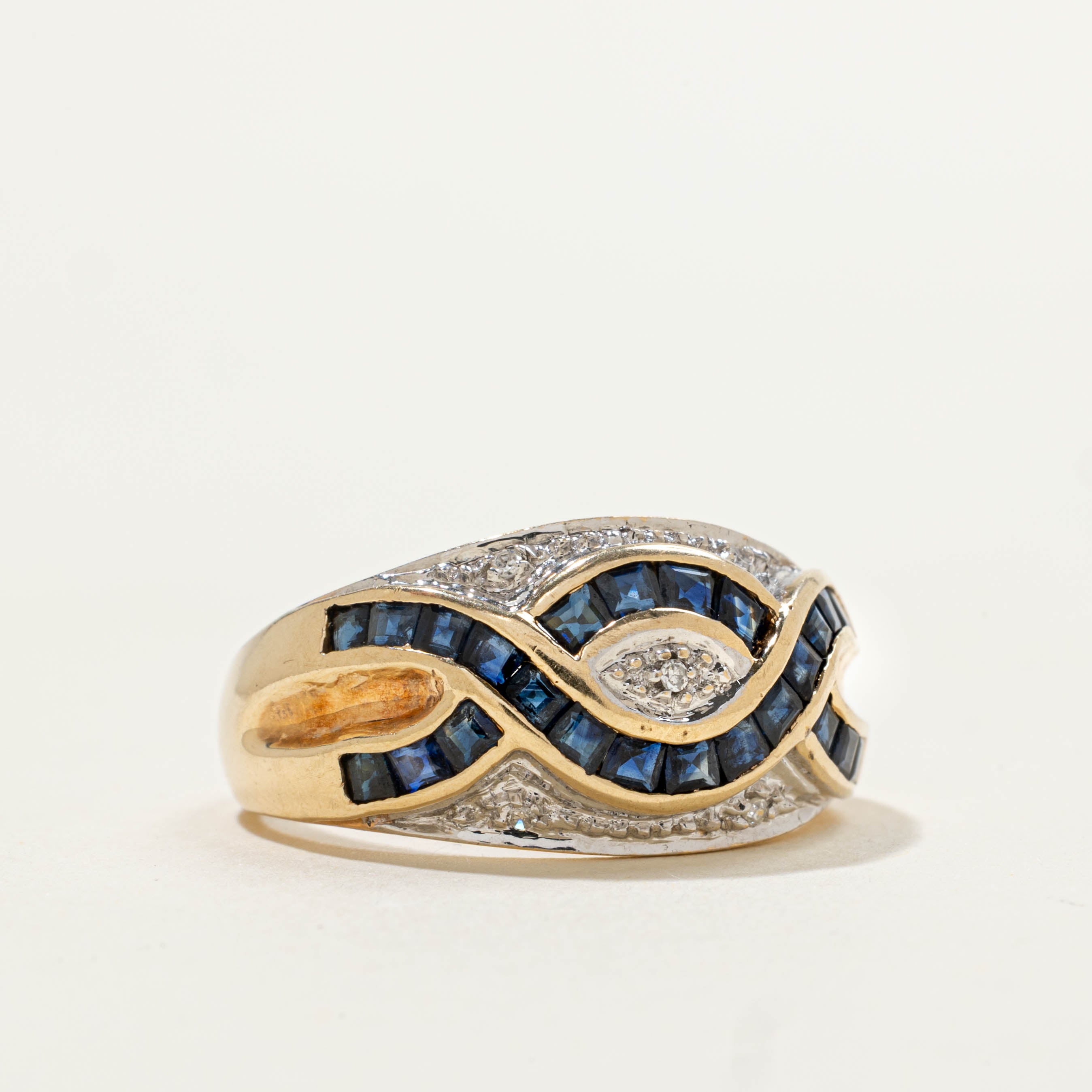 Sapphire & Diamond Woven Dome Ring | 1.2ctw, 0.02ctw | SZ 7.5