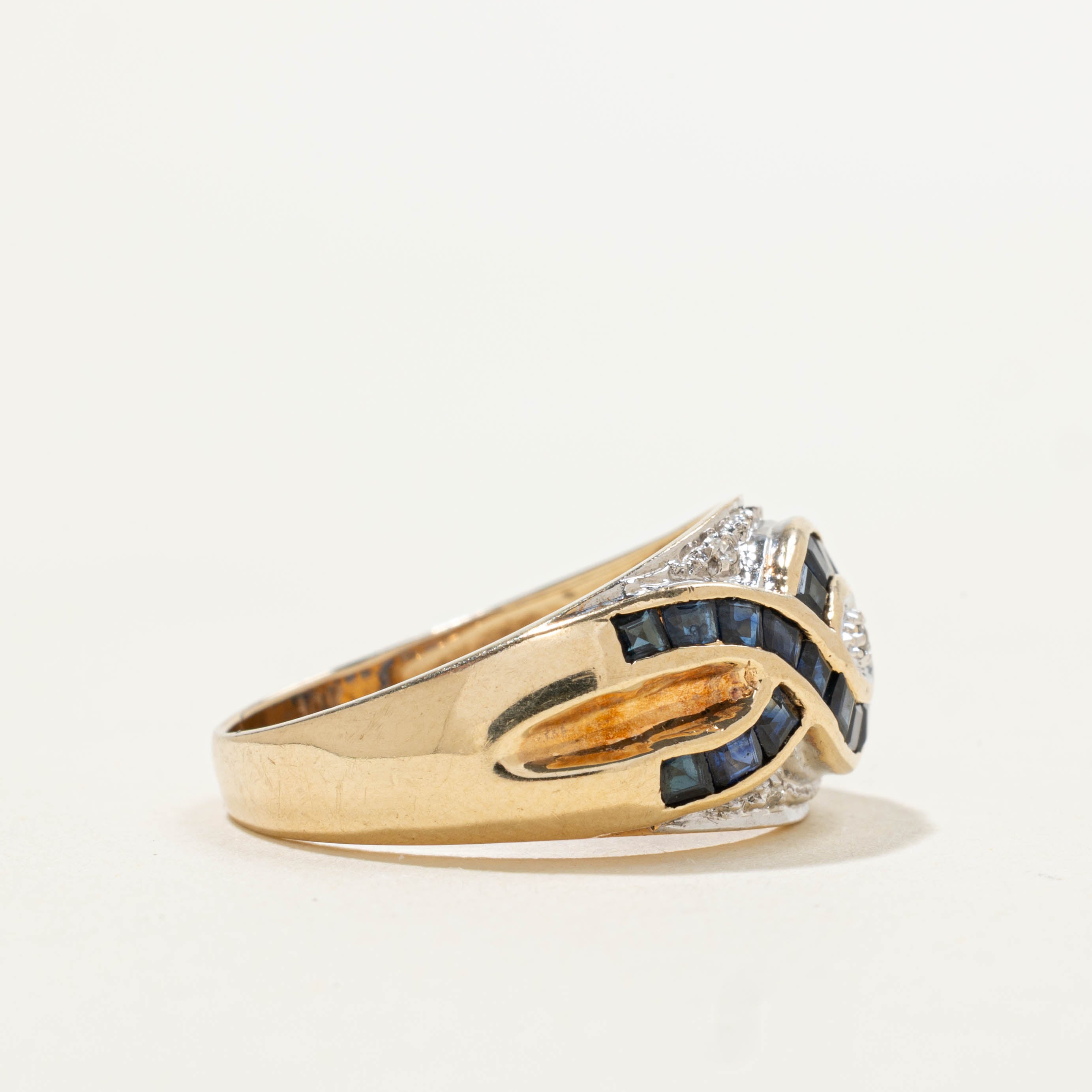 Sapphire & Diamond Woven Dome Ring | 1.2ctw, 0.02ctw | SZ 7.5