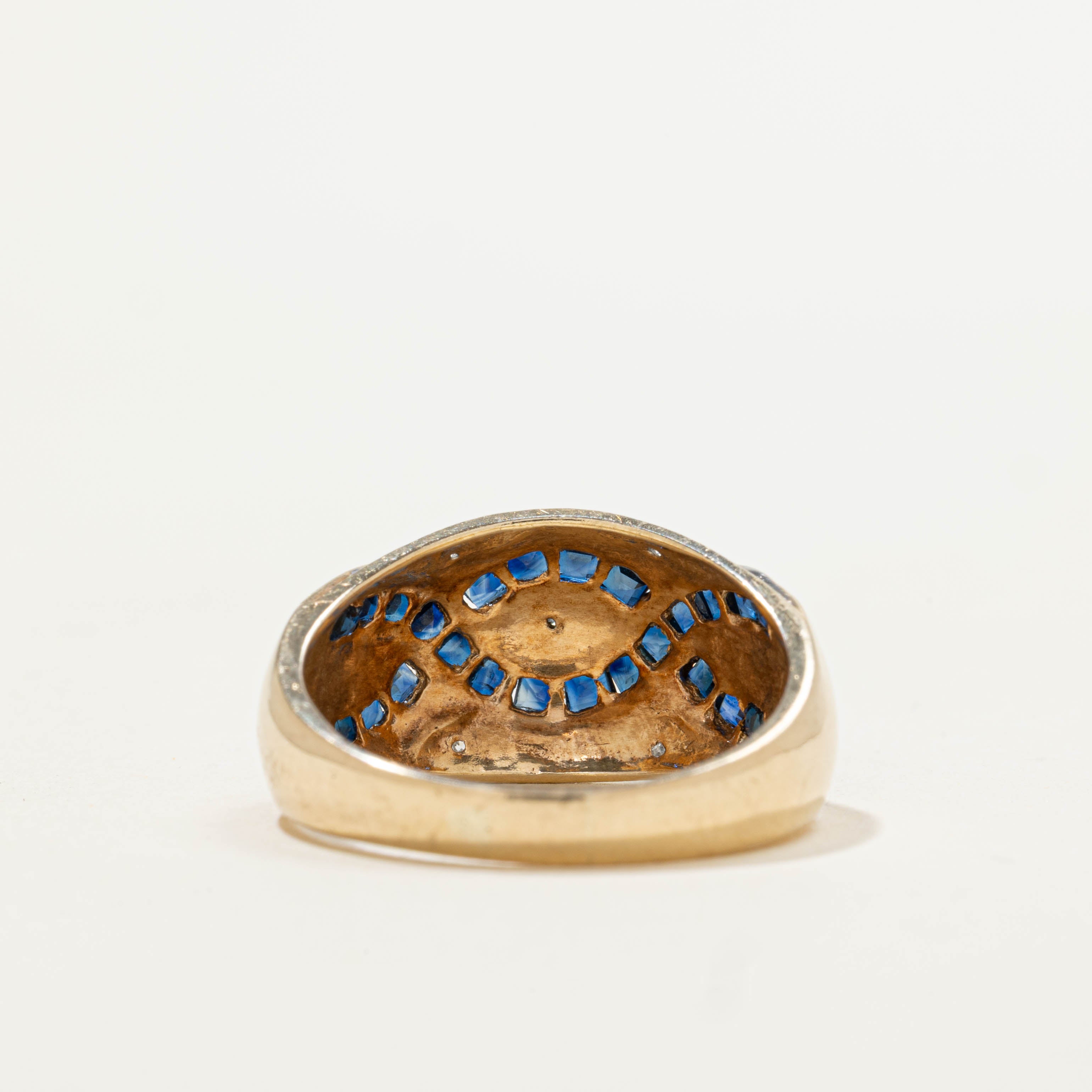Sapphire & Diamond Woven Dome Ring | 1.2ctw, 0.02ctw | SZ 7.5