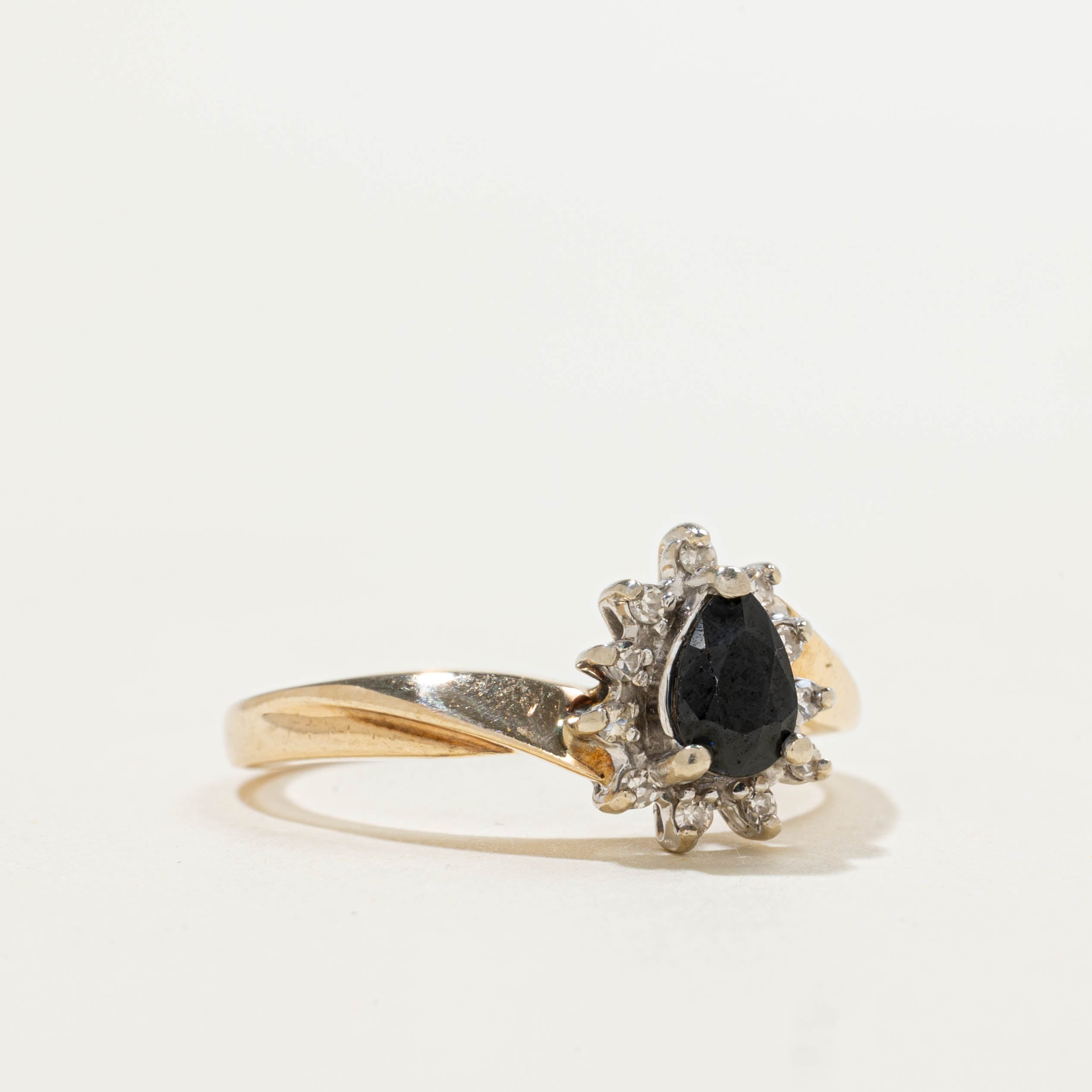 10k Sapphire & Diamond Petal Bypass Ring | 0.42ct, 0.10ctw | SZ 6.25