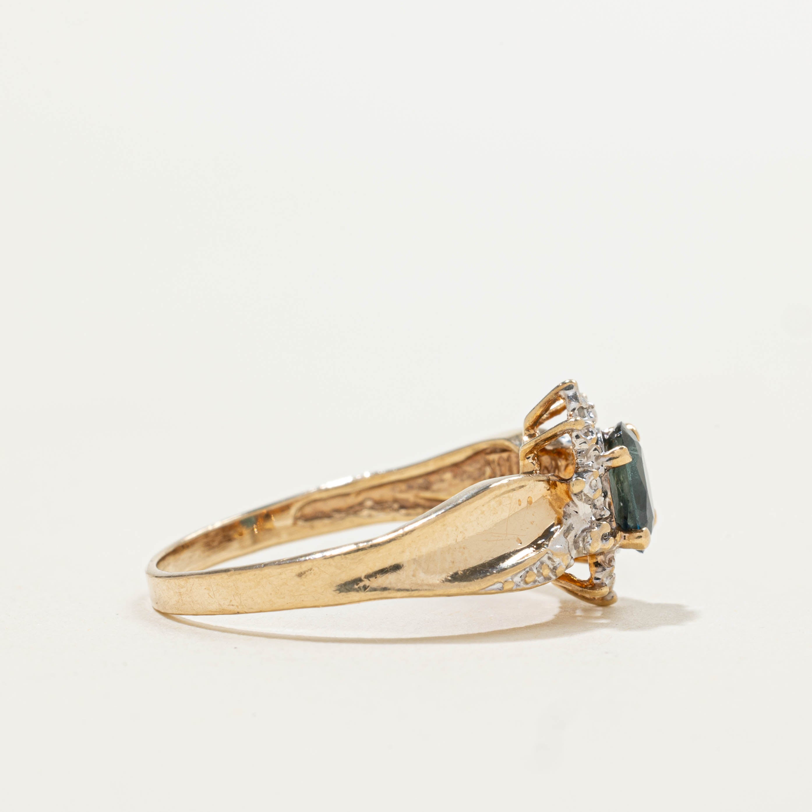 10k Sapphire & Diamond Petal Waterfall Ring | 0.50ct, 0.02ctw | SZ 6.75