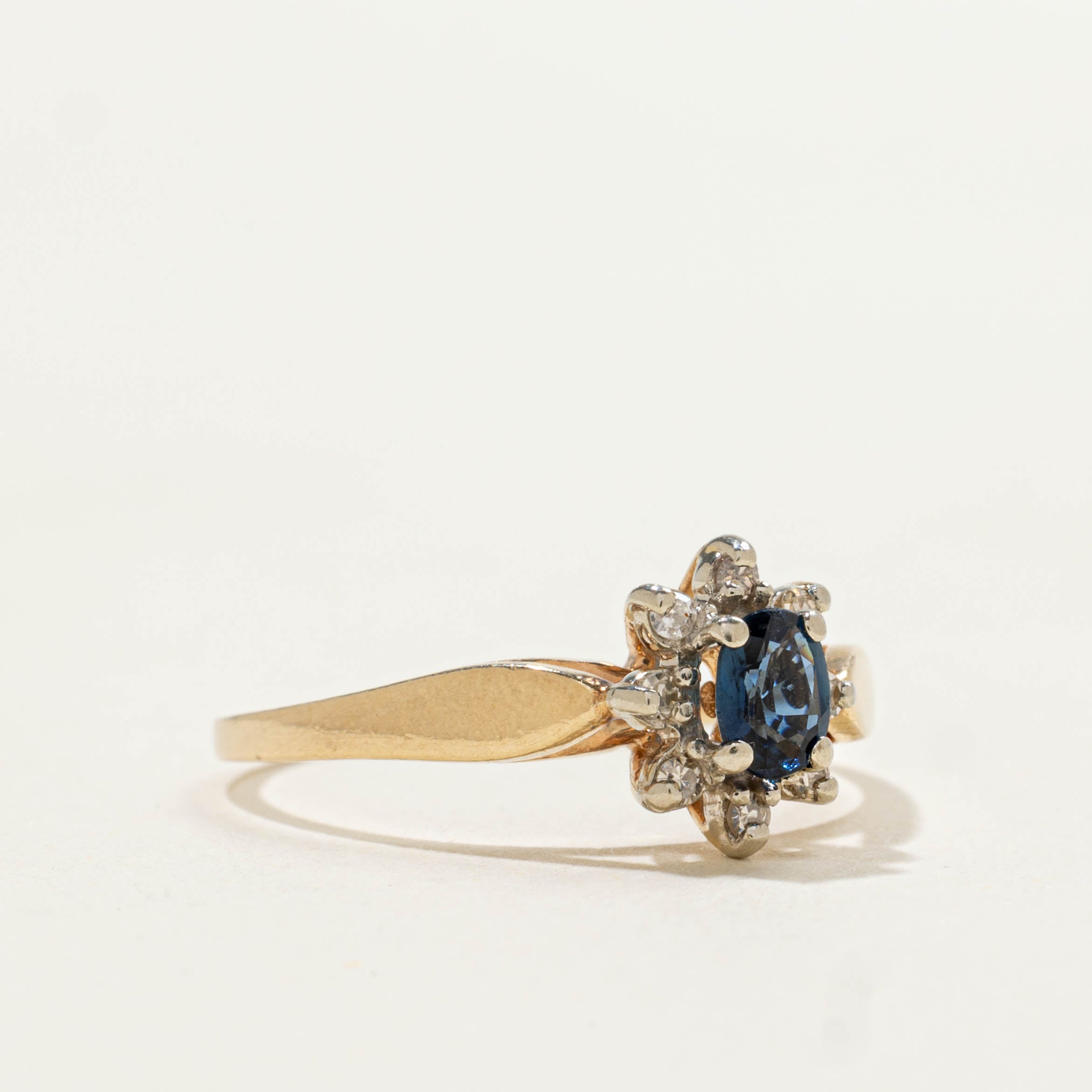 10k Sapphire & Diamond Petal Ring | 0.28ct, 0.08ctw | SZ 5.75