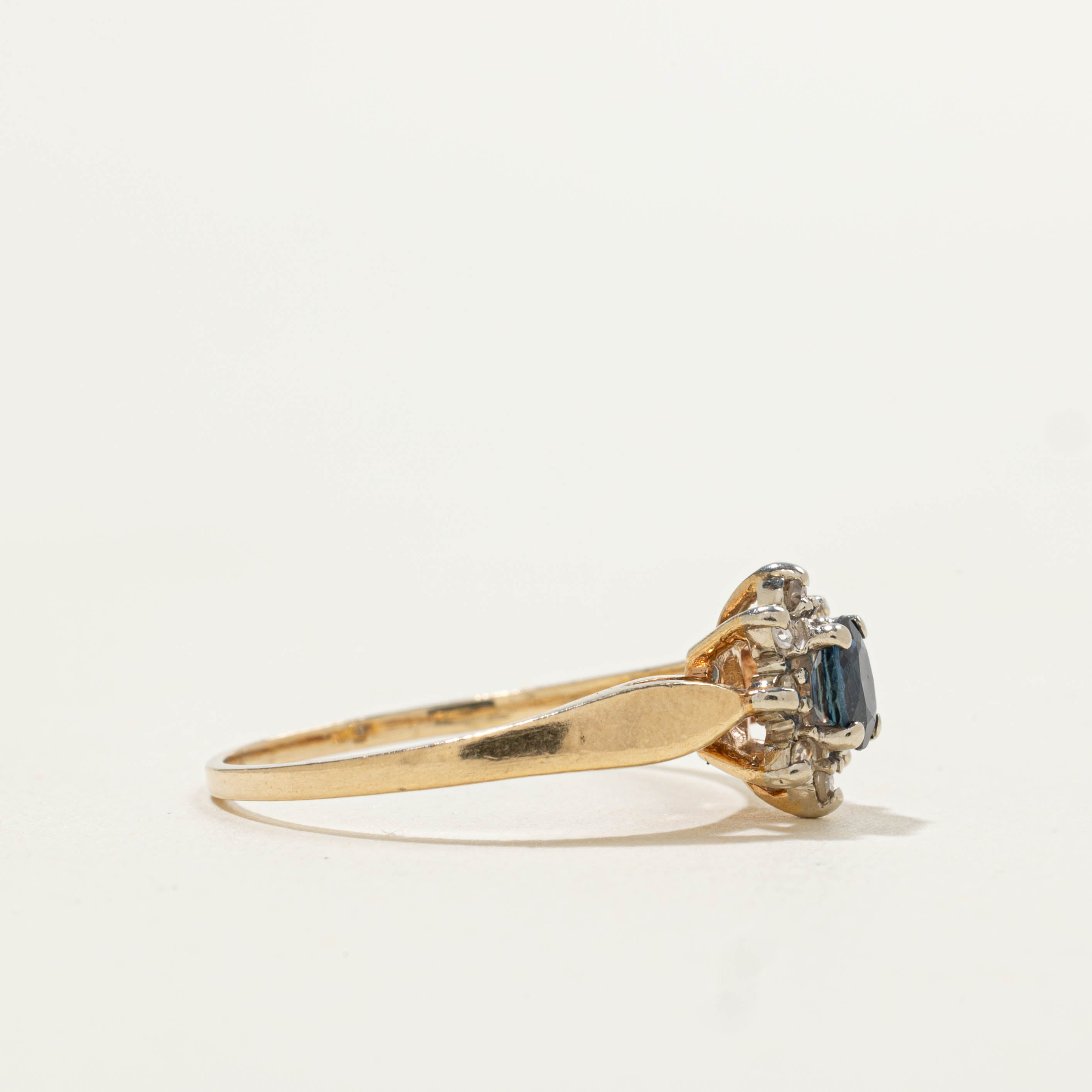 10k Sapphire & Diamond Petal Ring | 0.28ct, 0.08ctw | SZ 5.75