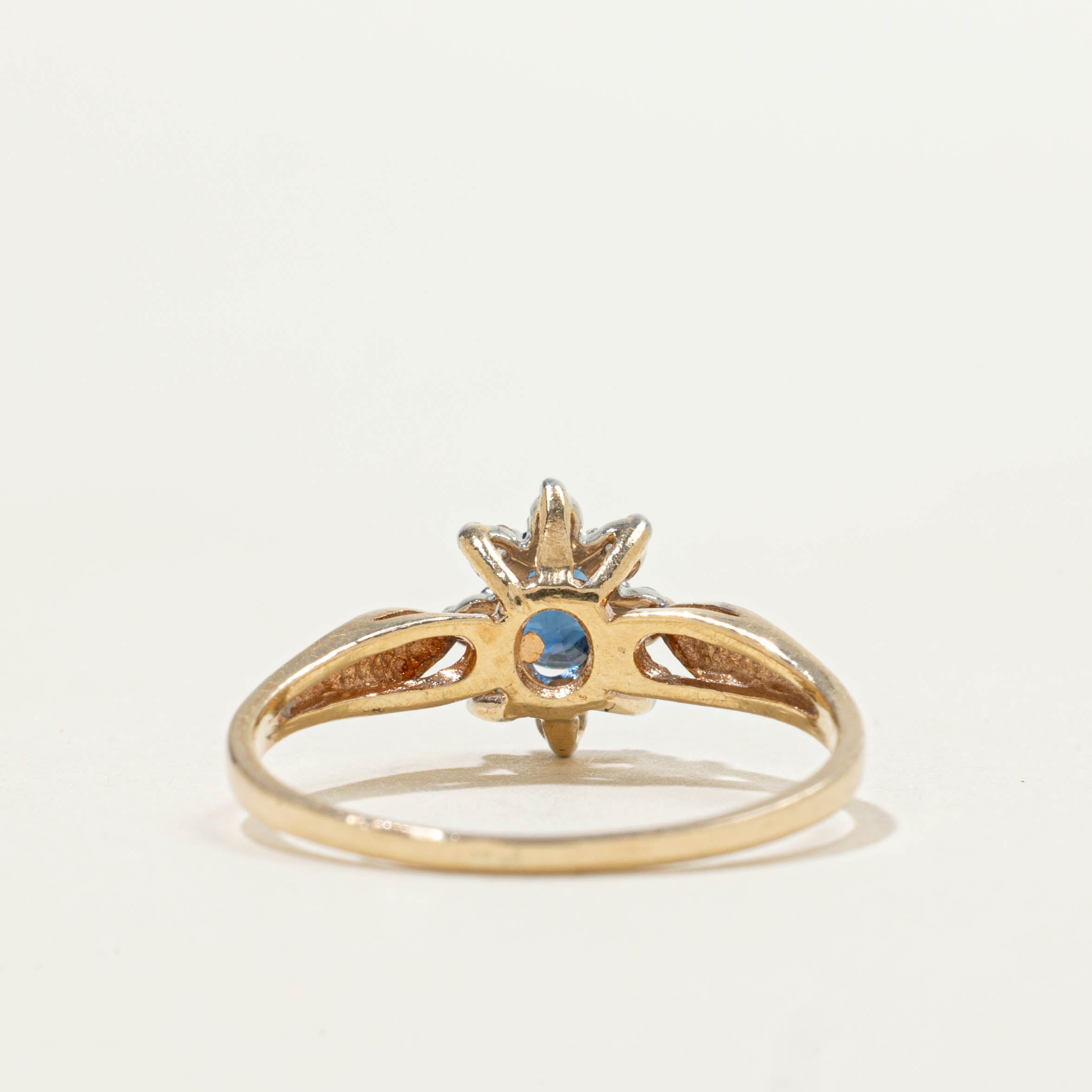 10k Sapphire & Diamond Petal Ring | 0.28ct, 0.08ctw | SZ 5.75