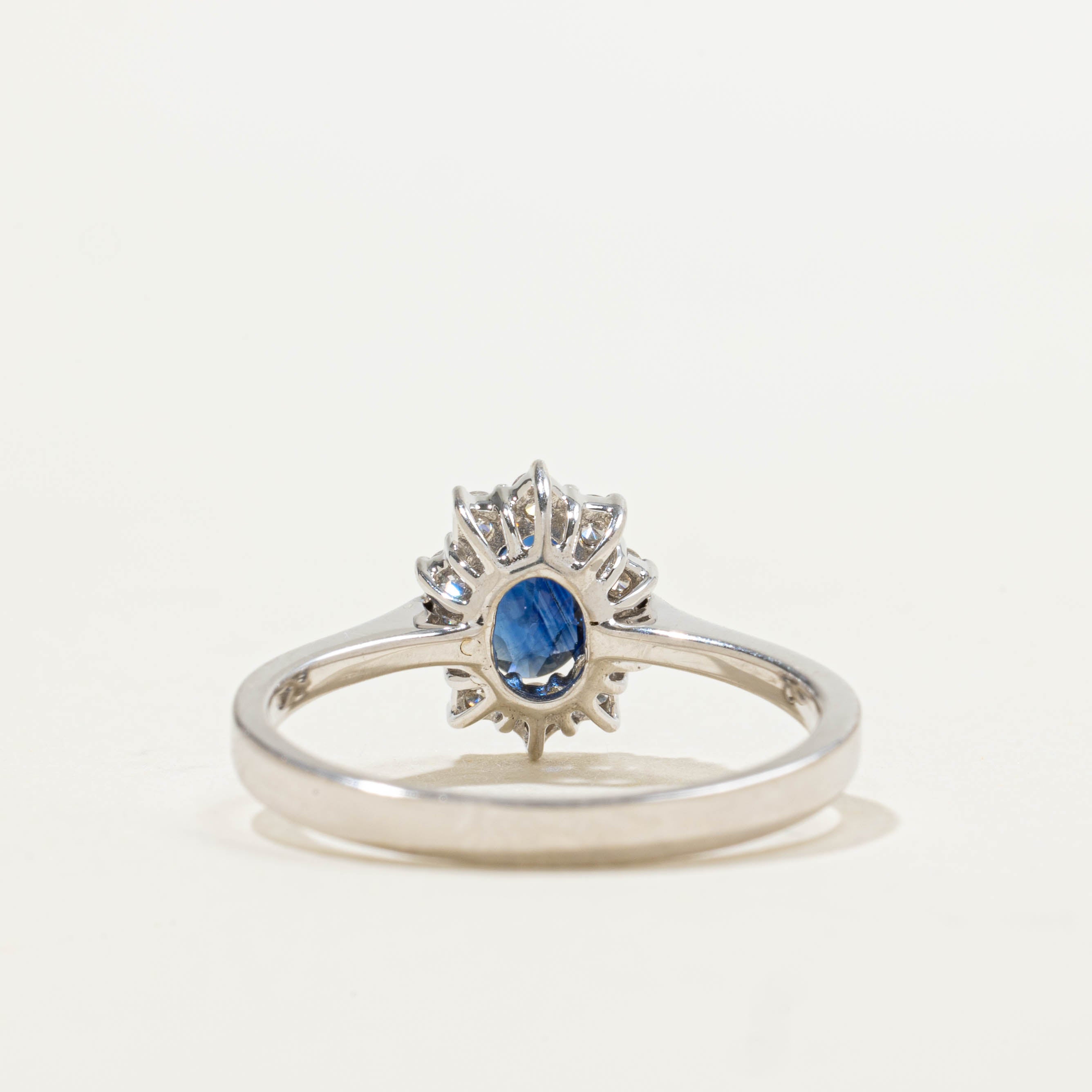 18k Sapphire & Diamond Halo Ring | 0.50ct, 0.20ctw | SZ 6.75