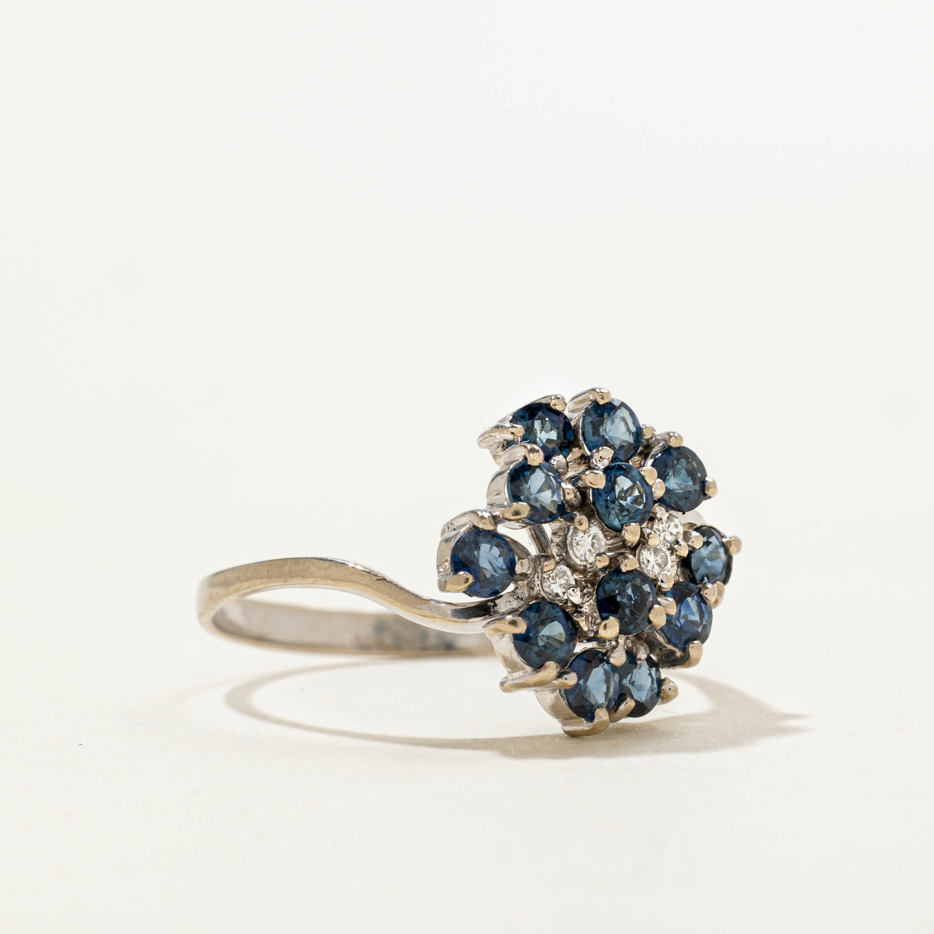 14k Scattered Sapphire & Diamond Openwork Ring | 0.90ctw, 0.06ctw | SZ 8.75