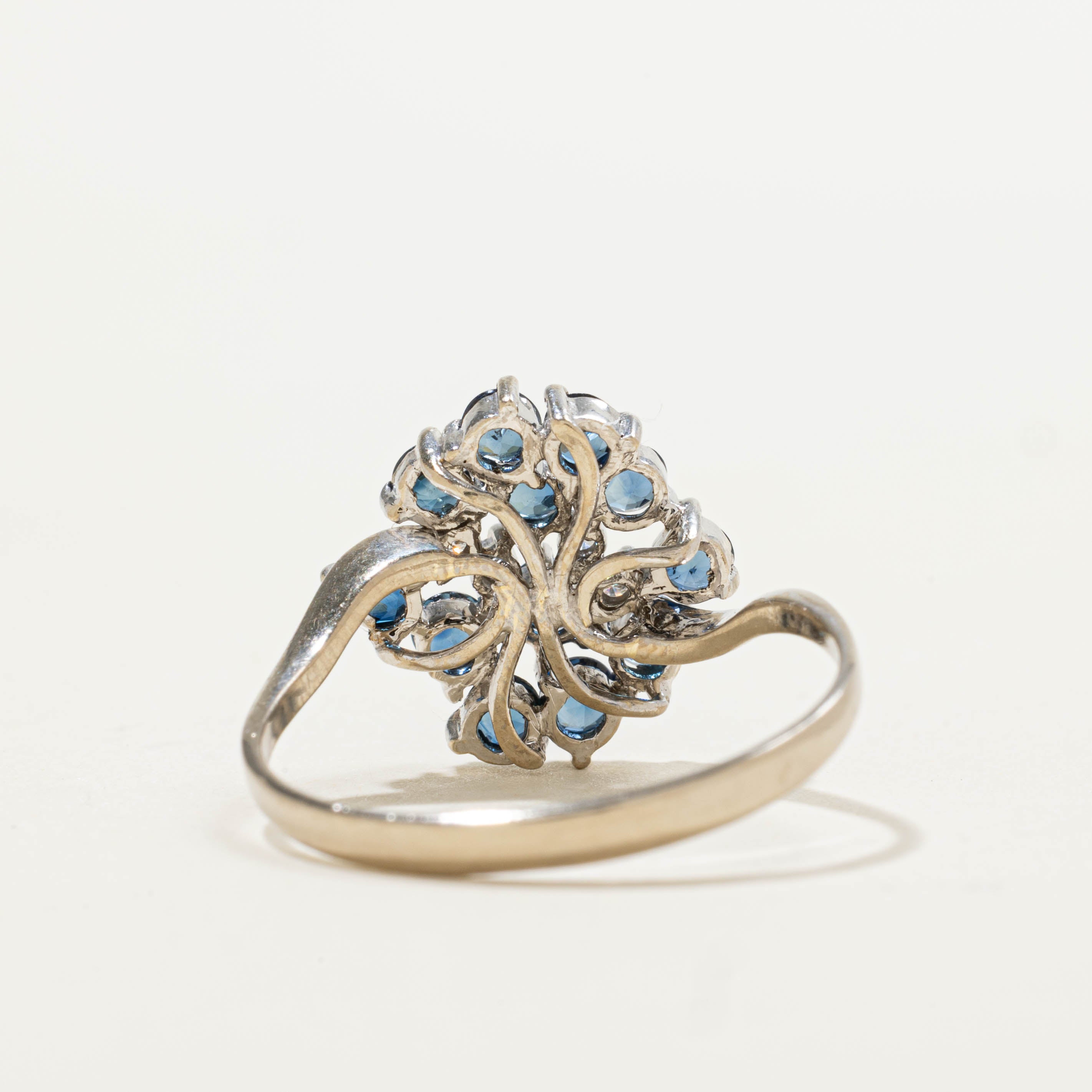 14k Scattered Sapphire & Diamond Openwork Ring | 0.90ctw, 0.06ctw | SZ 8.75