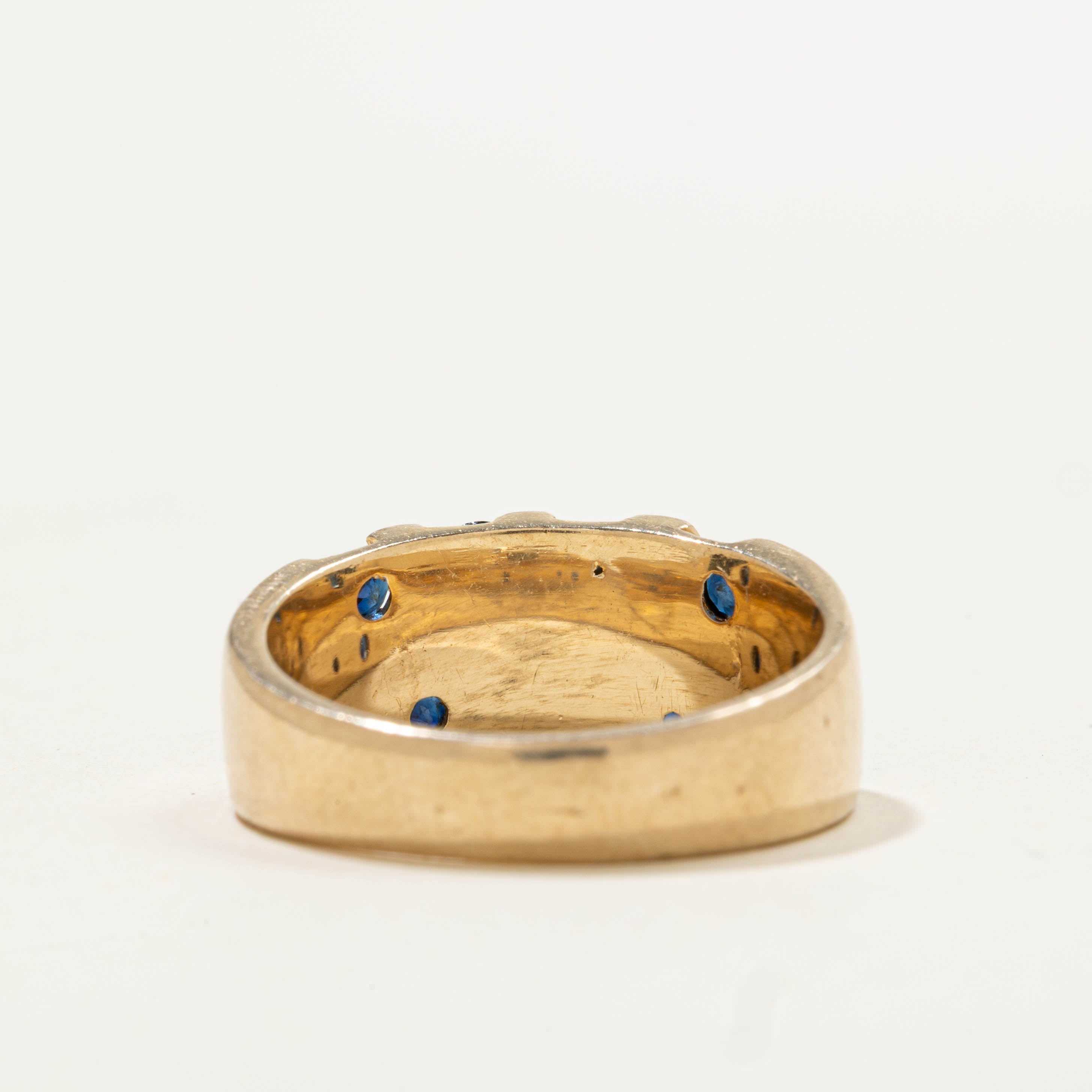 14k Channel Set Sapphire Diagonal Ring | 0.90ctw | SZ 7.25