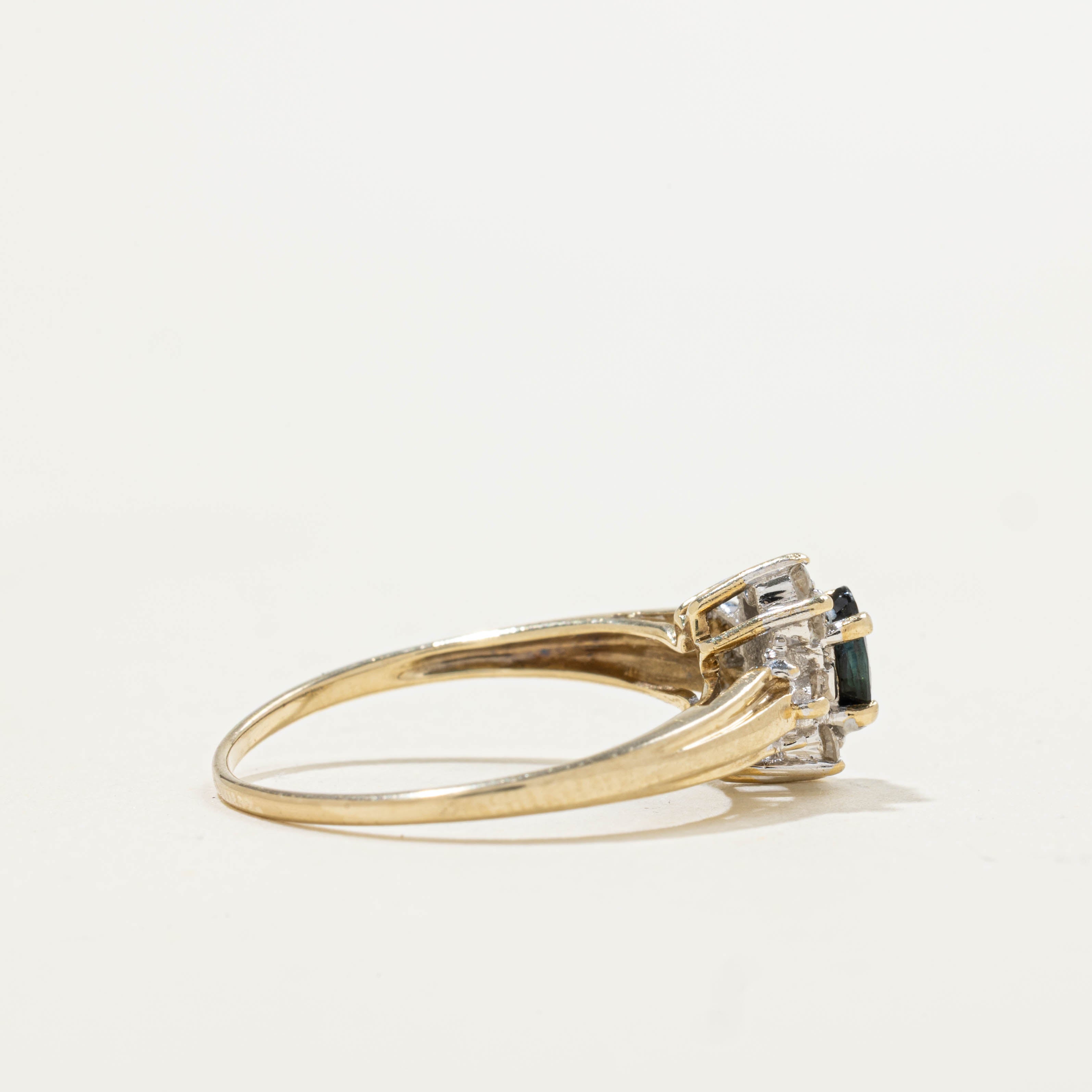 10k Sapphire & Diamond Petal Ring | 0.22ct, 0.05ctw | SZ 7