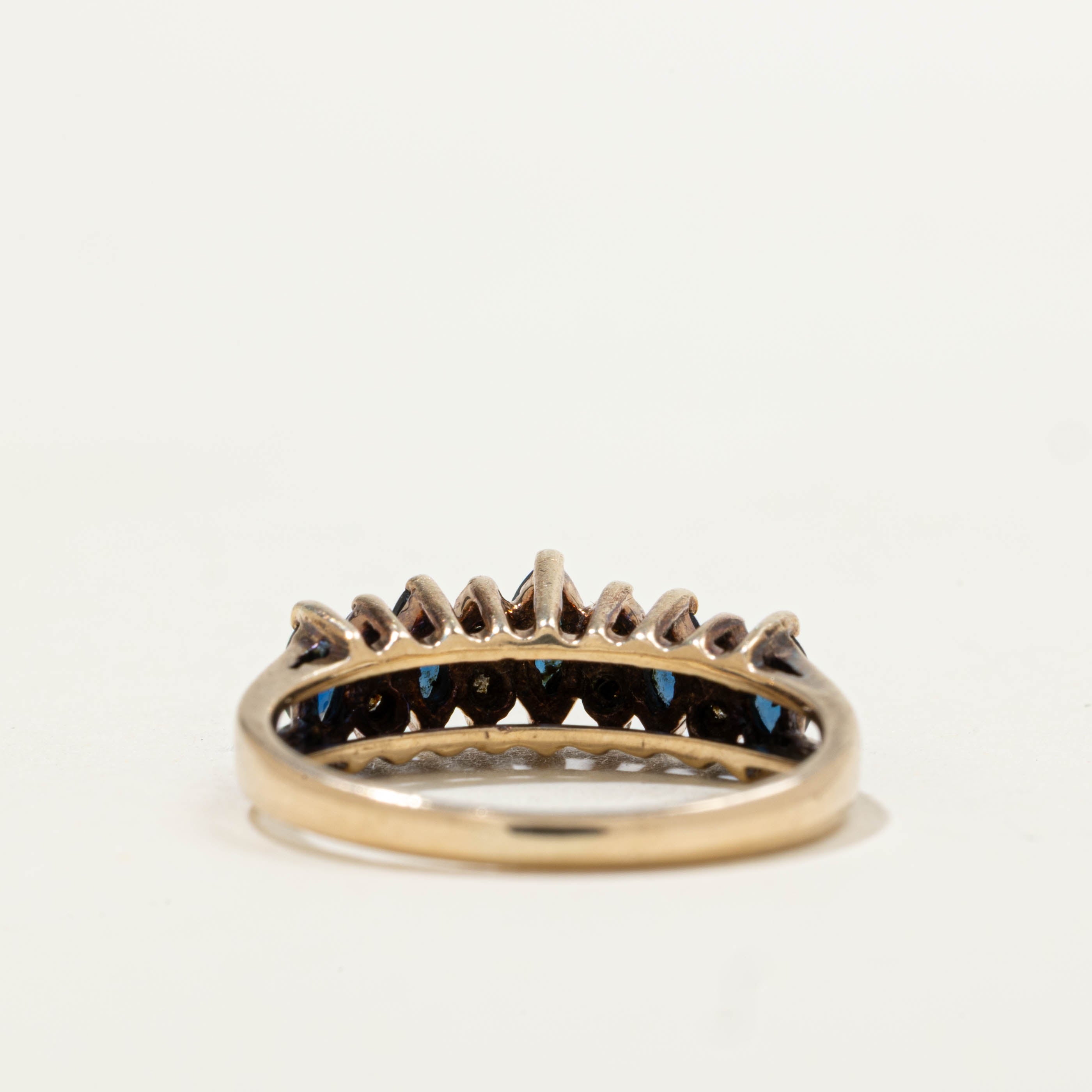 10k Marquise Cut Sapphire & Diamond Ring | 0.40ctw, 0.12ctw | SZ 6